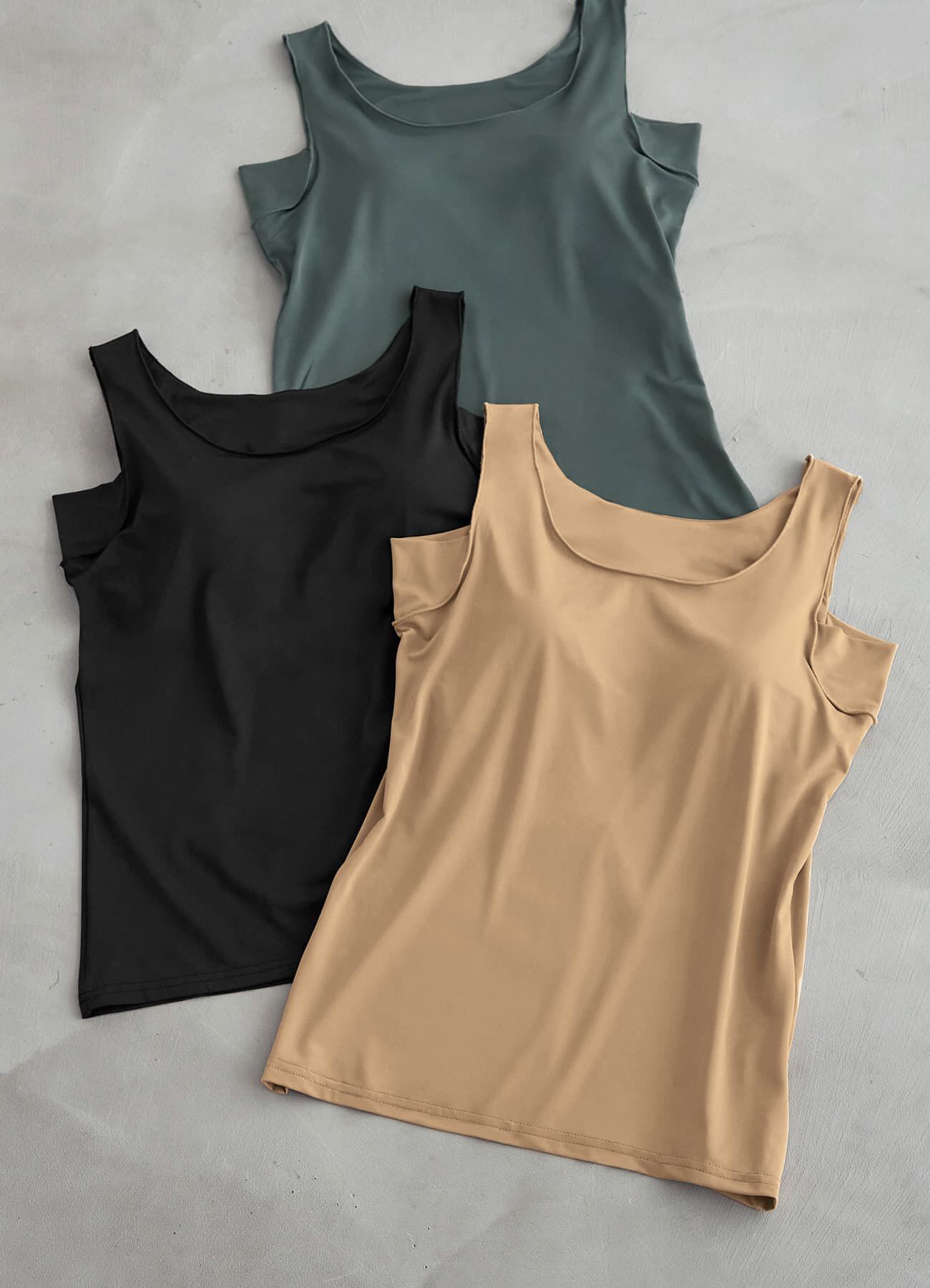 STYLE DELI「ワキ汗取りカップ付きインナータンクトップ／ローバック」|インナー|