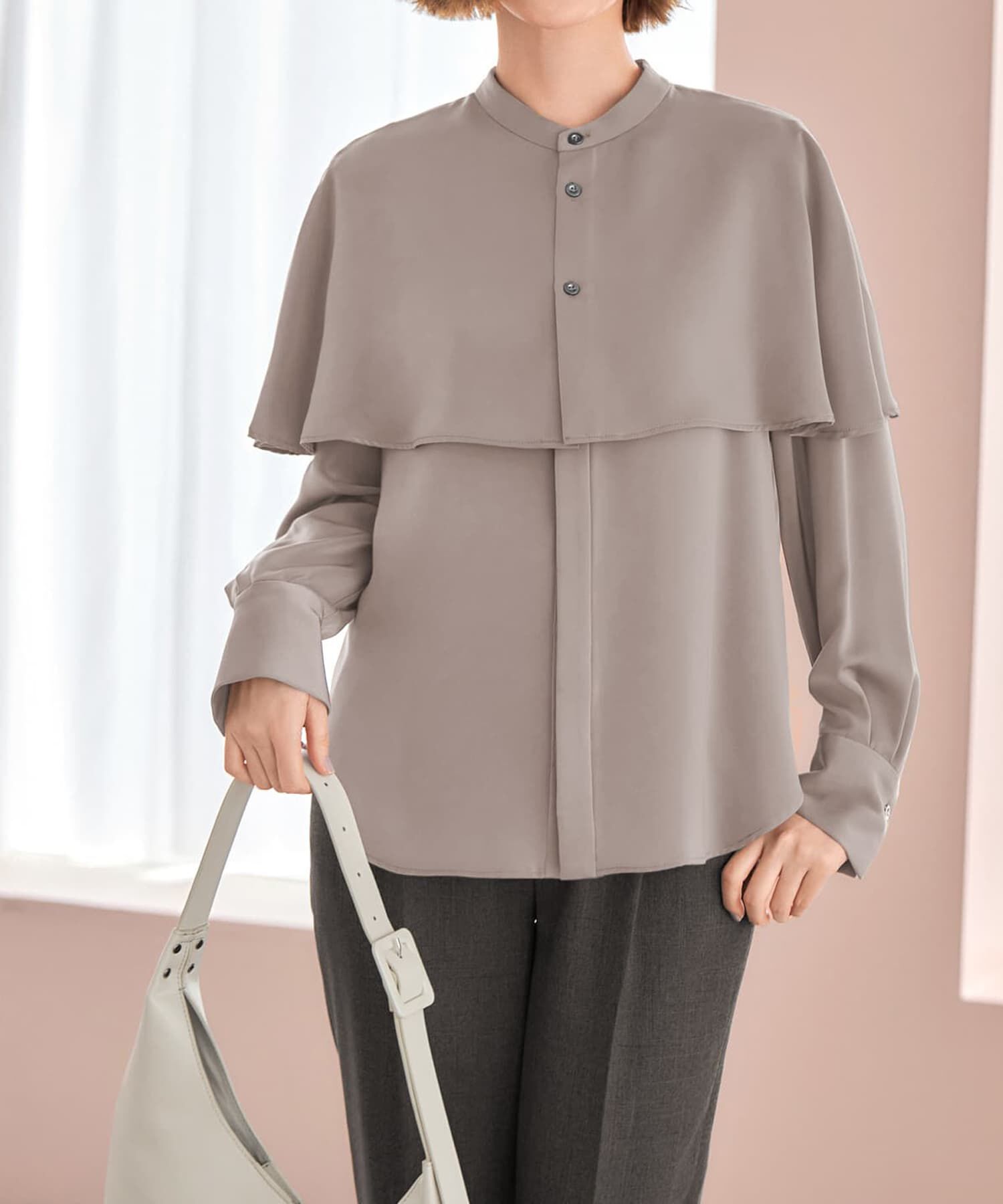 STYLE DELI「ケープ付き2WAYブラウス」|シャツ・ブラウス|モカグレー