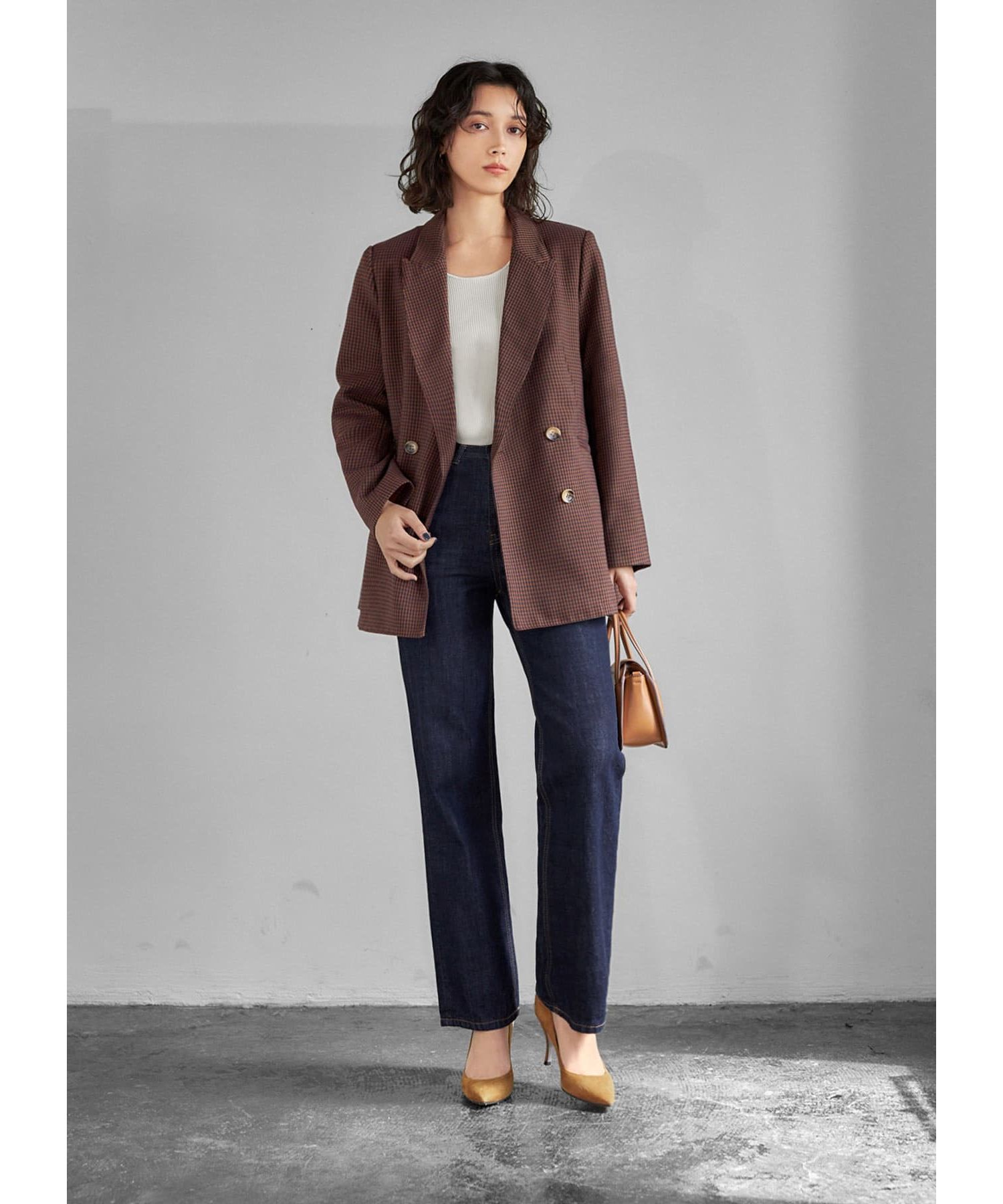 STYLE DELI「【LUXE】グレンチェック柄ダブルジャケットB」|テーラードジャケット|