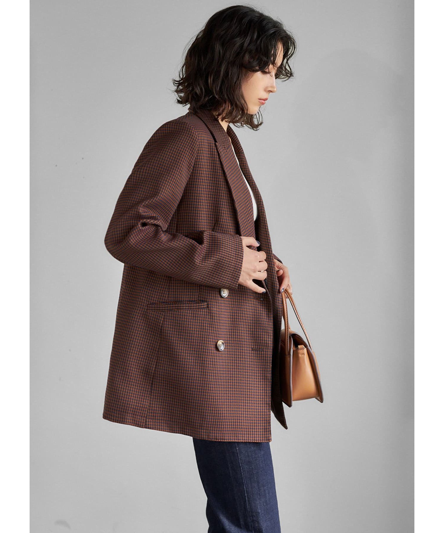 STYLE DELI「【LUXE】グレンチェック柄ダブルジャケットB」|テーラードジャケット|