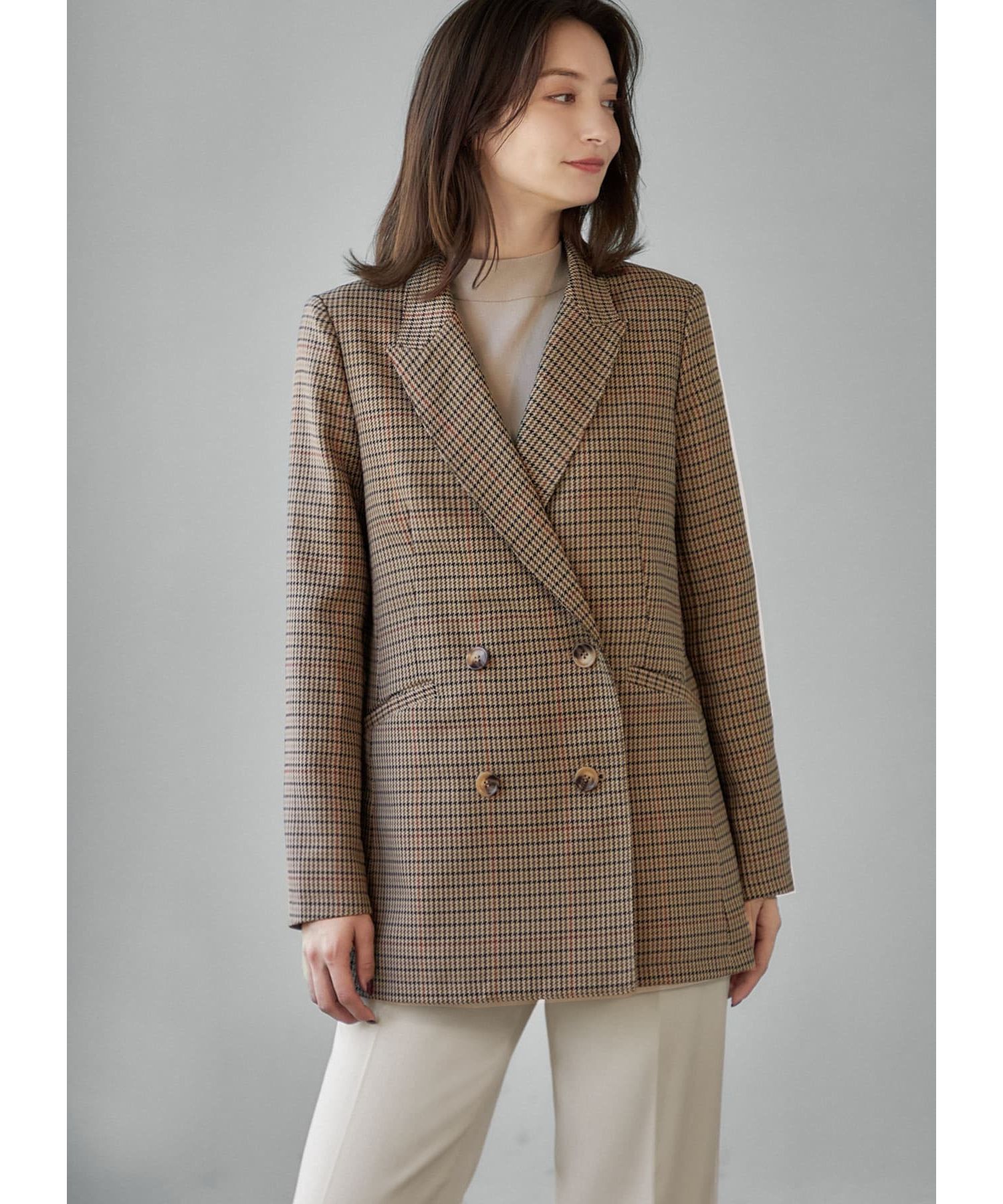 STYLE DELI「【LUXE】グレンチェック柄ダブルジャケットB」|テーラードジャケット|