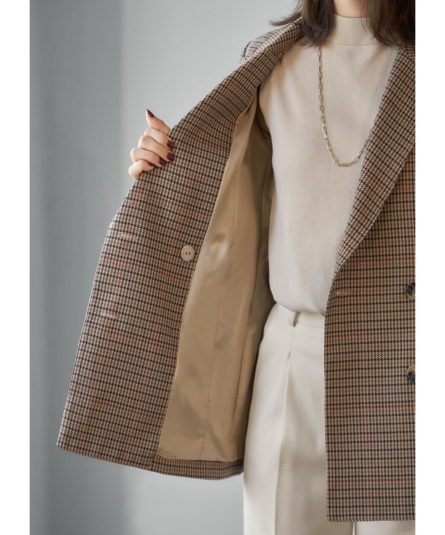 STYLE DELI「【LUXE】グレンチェック柄ダブルジャケットB」|テーラードジャケット|