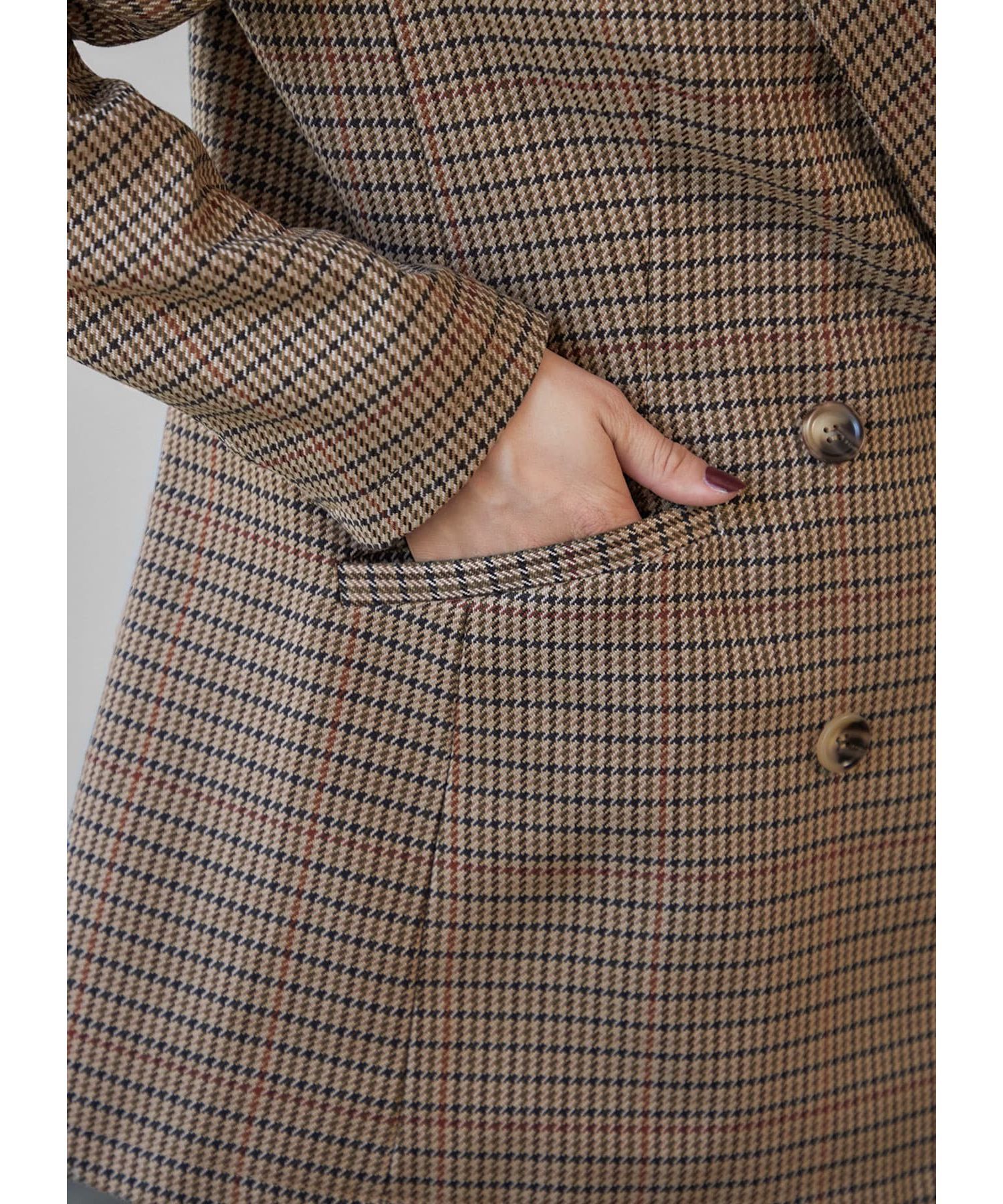 STYLE DELI「【LUXE】グレンチェック柄ダブルジャケットB」|テーラードジャケット|