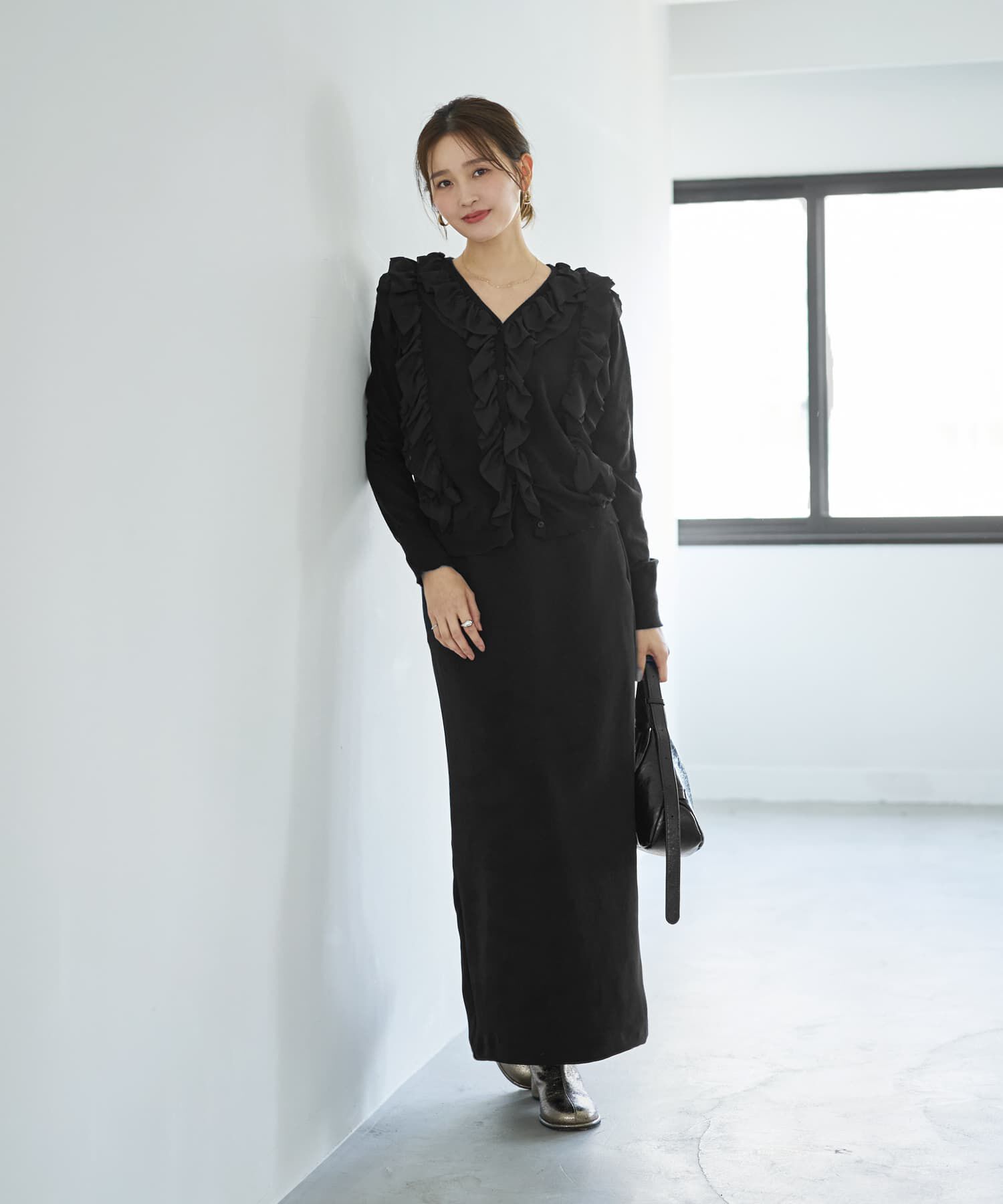  「シフォンフリルニットカーディガン」|シャツ・ブラウス|