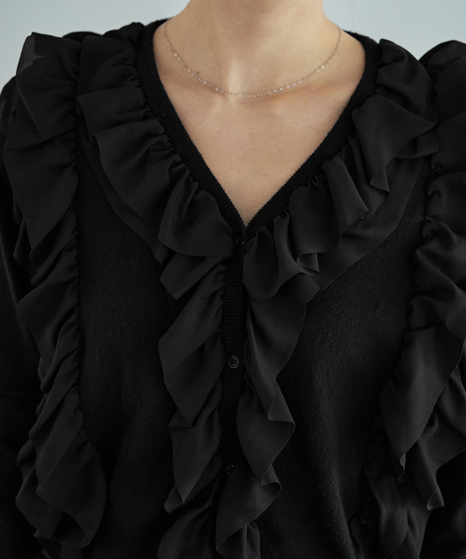  「シフォンフリルニットカーディガン」|シャツ・ブラウス|