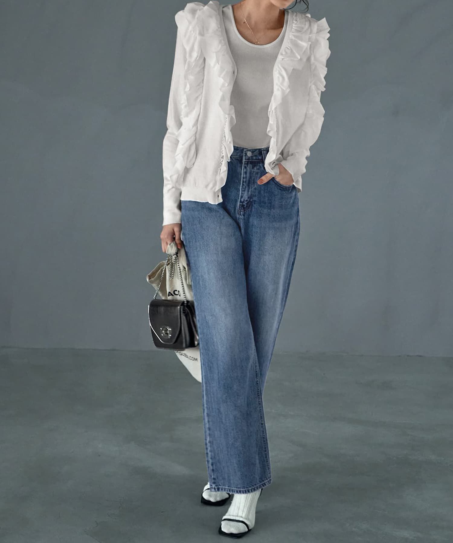  「シフォンフリルニットカーディガン」|シャツ・ブラウス|