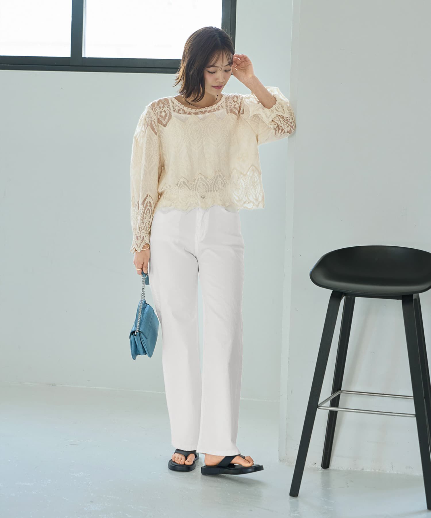 STYLE DELI「ミックスレースのプルオーバーブラウス」|シャツ・ブラウス|