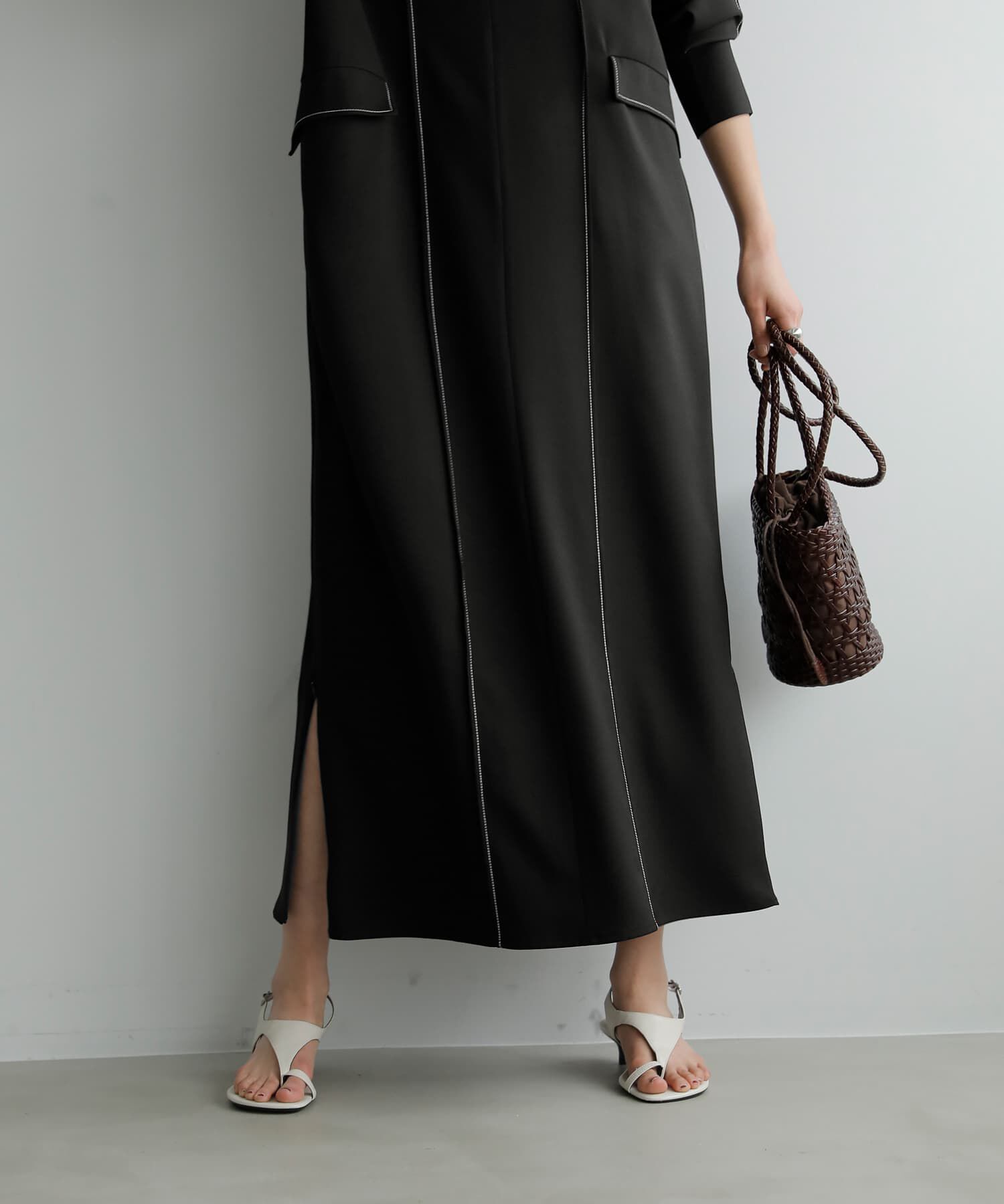 STYLE DELI「【LUXE】配色ステッチ両裾ファスナーワンピース」|ワンピース|