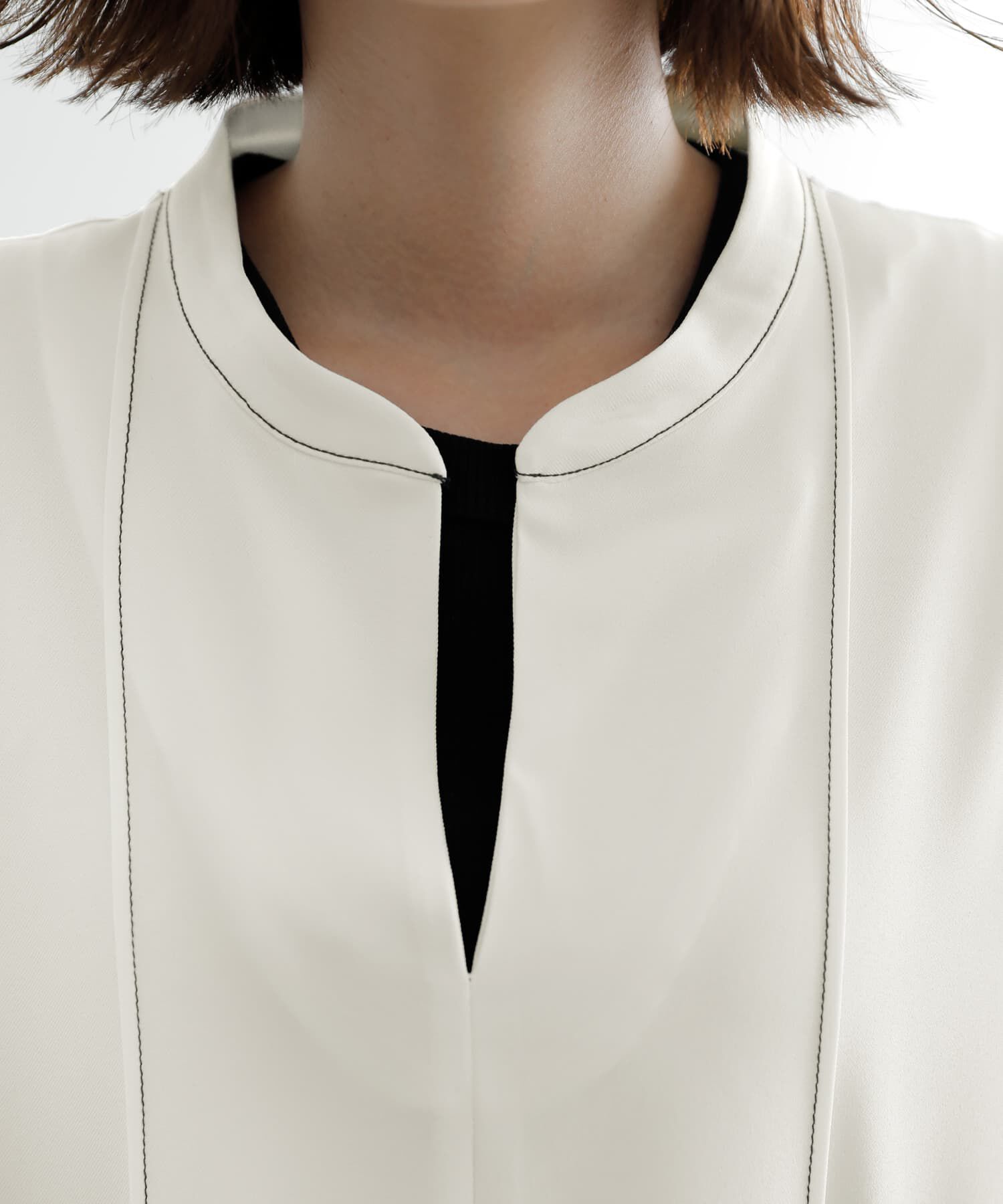 STYLE DELI「【LUXE】配色ステッチ両裾ファスナーワンピース」|ワンピース|