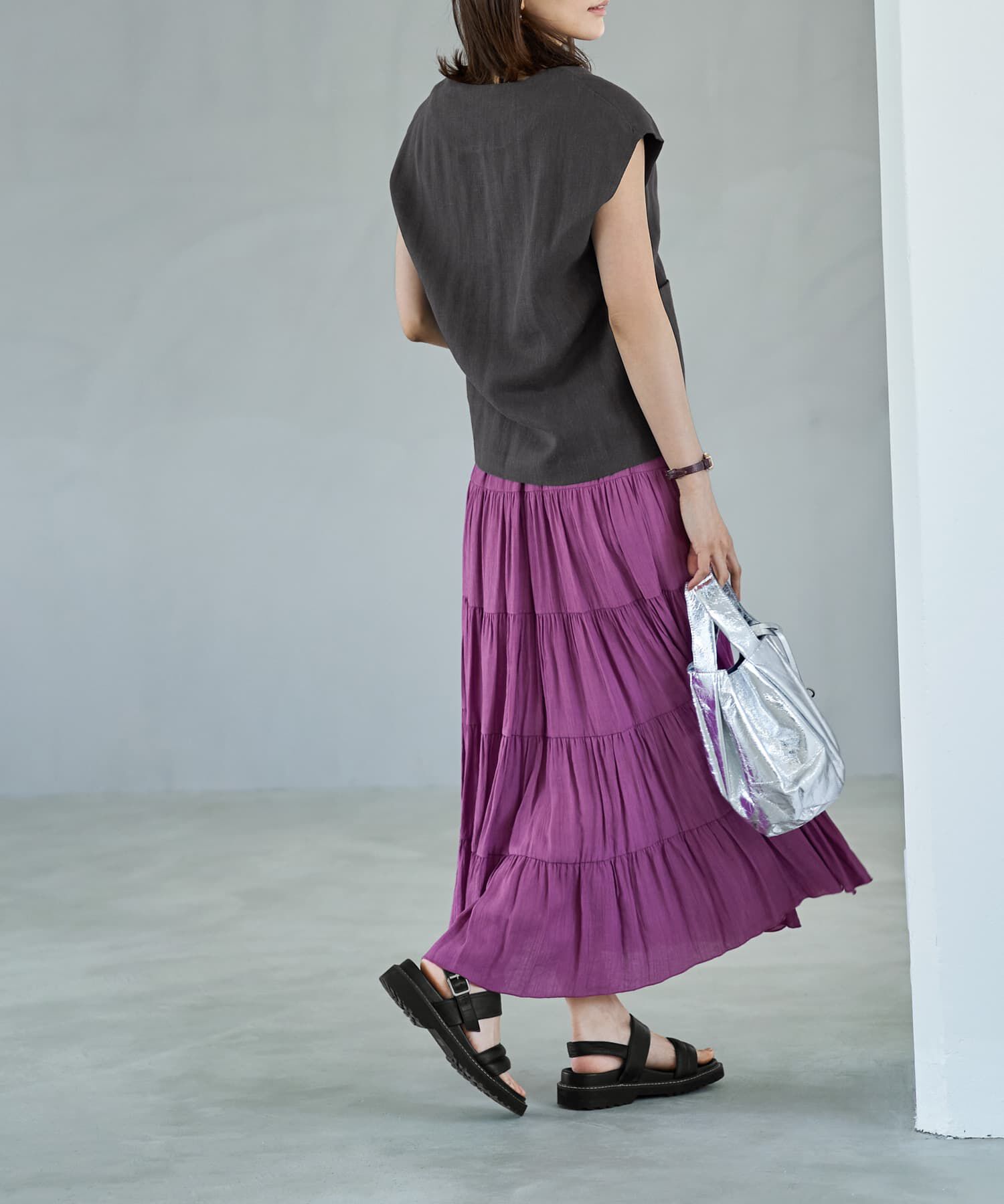 STYLE DELI「麻素材のベスト型サマージャケット」|ノーカラージャケット|