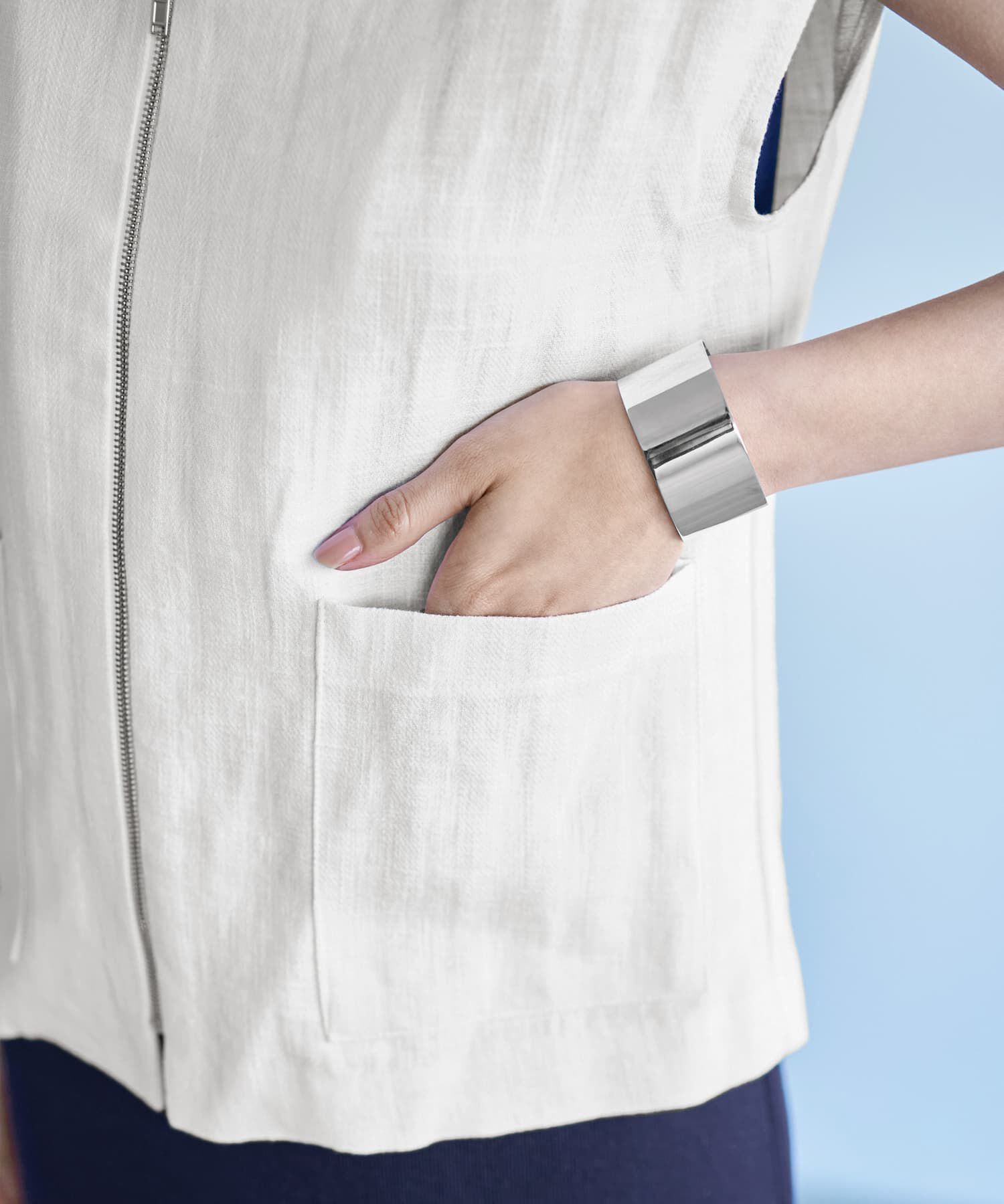 STYLE DELI「麻素材のベスト型サマージャケット」|ノーカラージャケット|