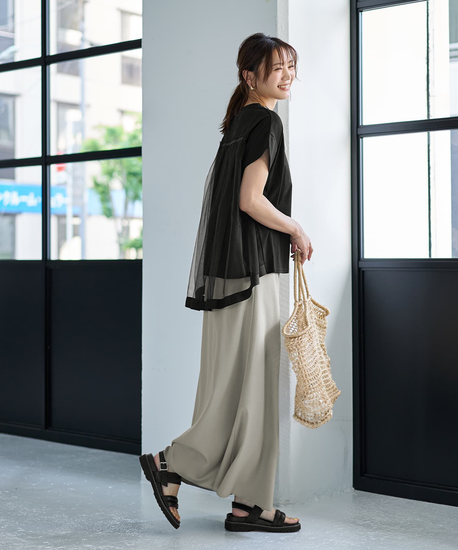 STYLE DELI「【Made in JAPAN】背面チュールカットソートップス」|Tシャツ・カットソー|