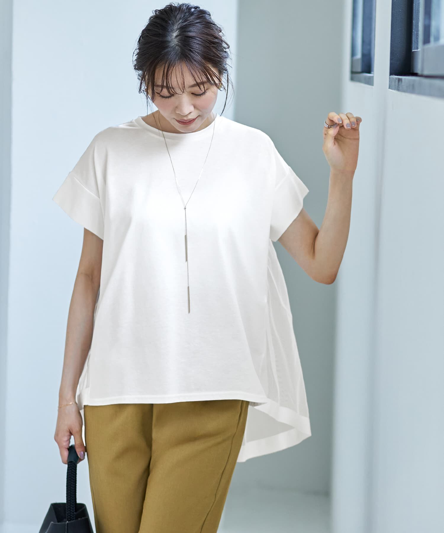 STYLE DELI「【Made in JAPAN】背面チュールカットソートップス」|Tシャツ・カットソー|