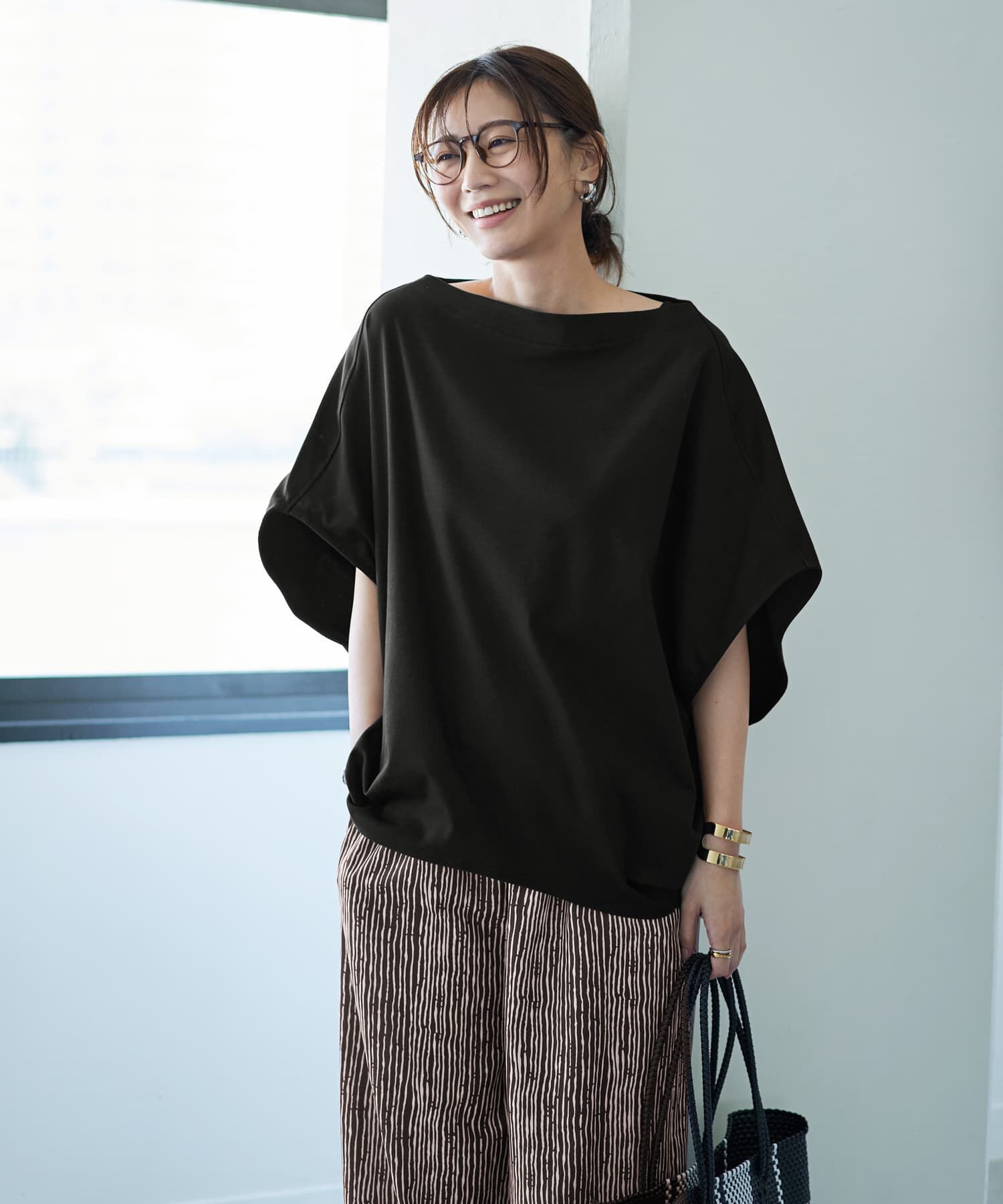 STYLE DELI「【ものづくりJAPAN】ディオラマボートネックドルマンTシャツ」|Tシャツ・カットソー|ブラック