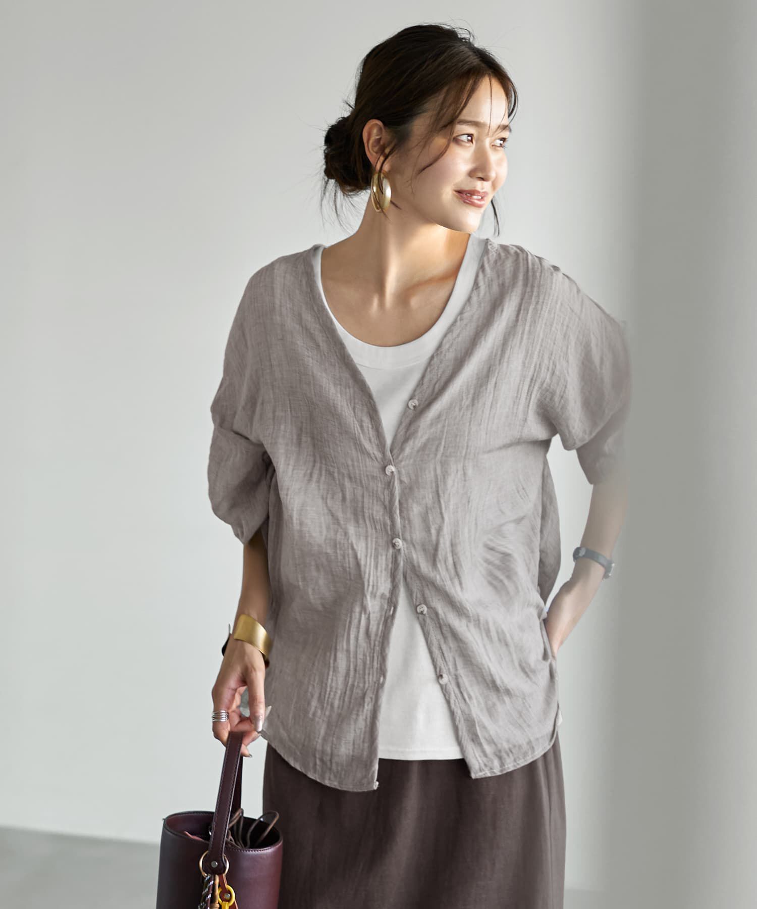STYLE DELI「ラミー調風合い加工シャツカーディガン」|シャツ・ブラウス|