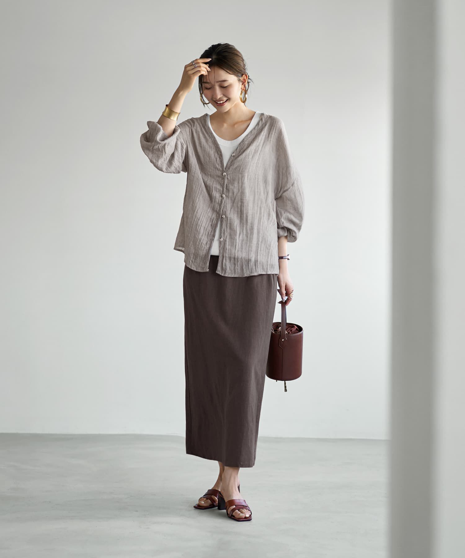 STYLE DELI「ラミー調風合い加工シャツカーディガン」|シャツ・ブラウス|