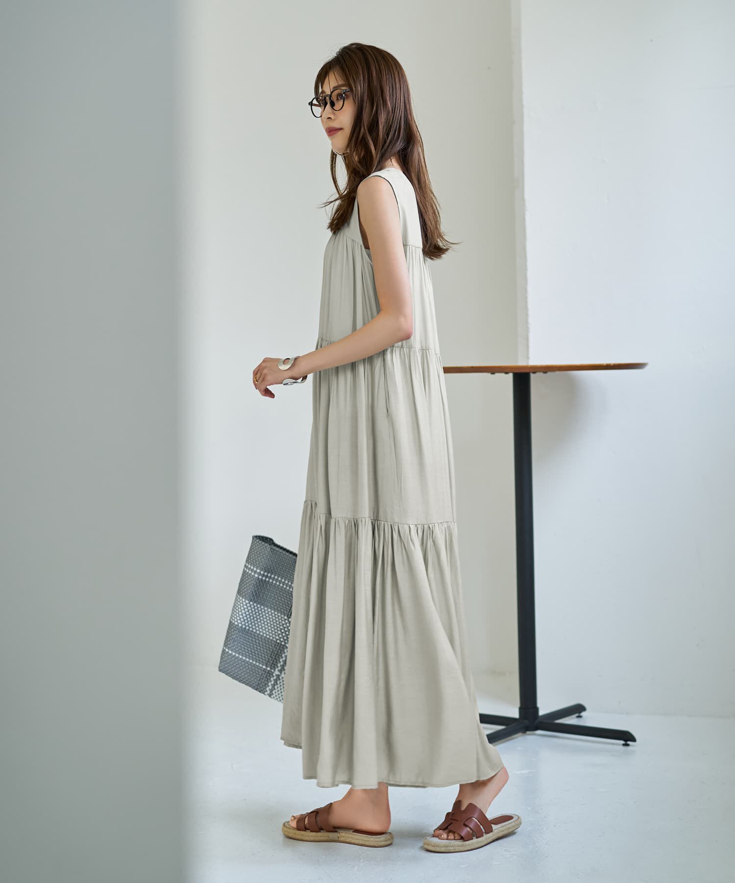 STYLE DELI「【LUXE】楊柳ティアードサマードレスB」|ワンピース|