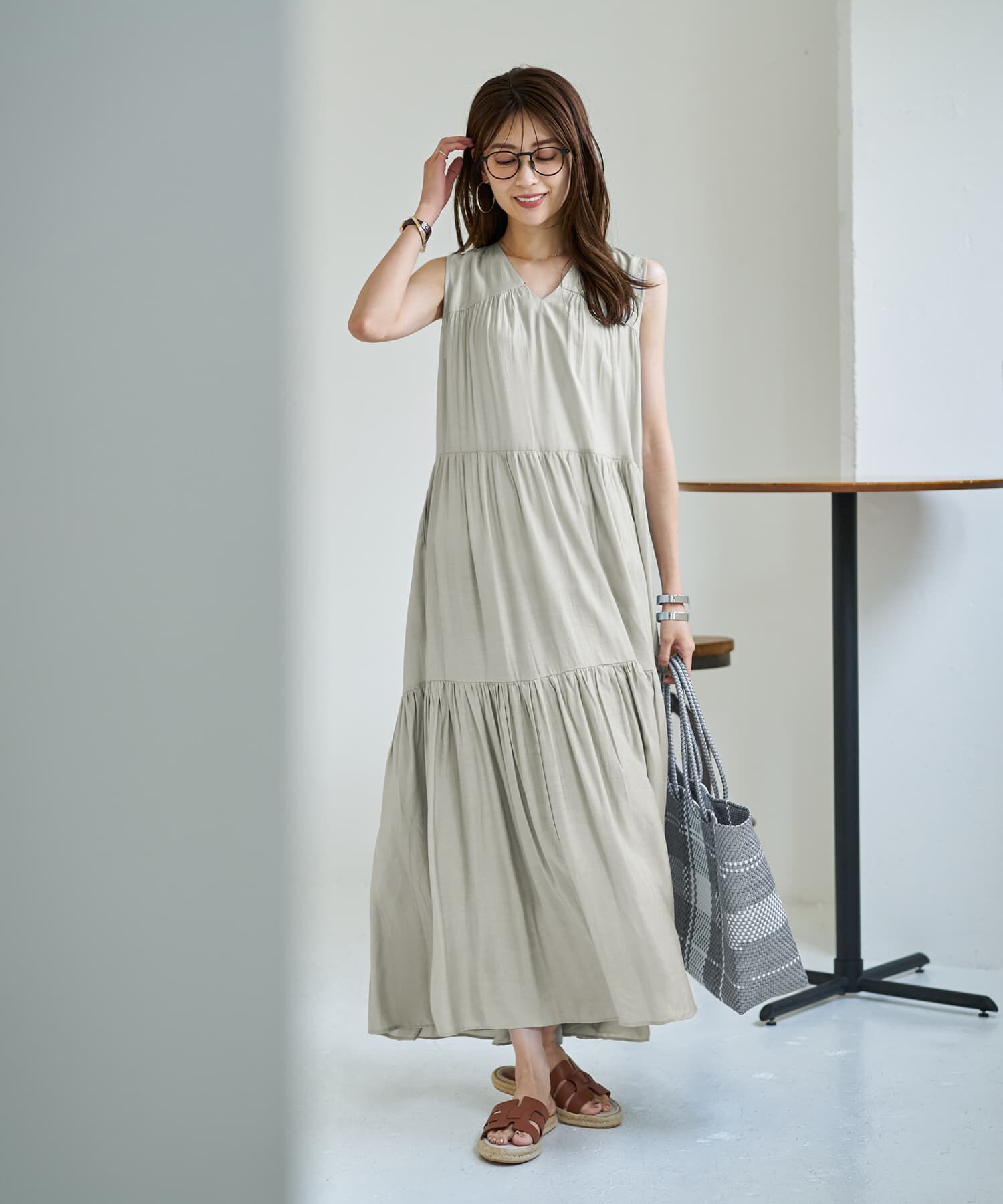 STYLE DELI「【LUXE】楊柳ティアードサマードレスB」|ワンピース|