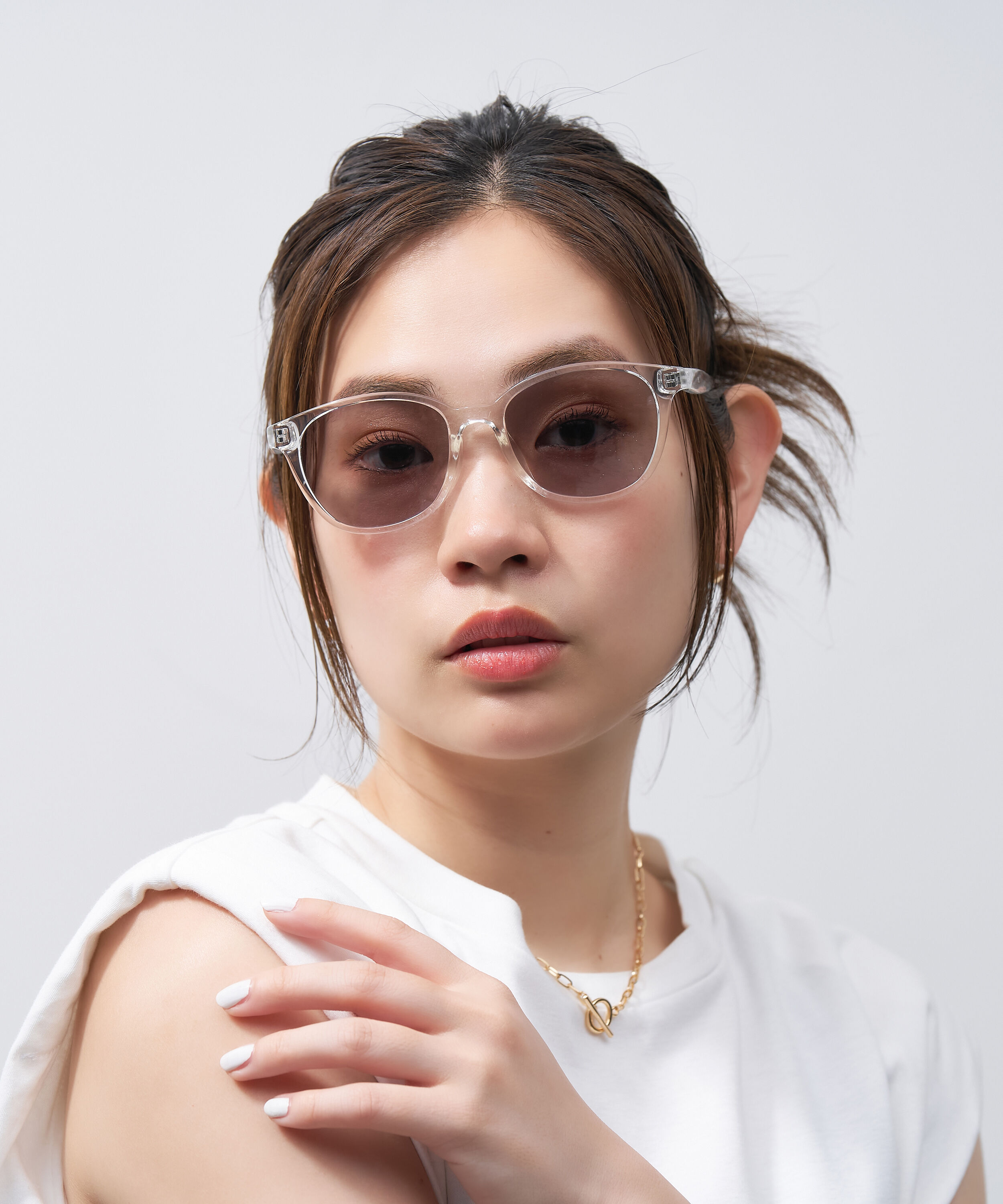  「SUNCUTGlasses/UV100%CUT ウェリントン型 サングラス | カラーレンズ 軽量 TR素材 紫外線対策 UVカット」|サングラス|クリア