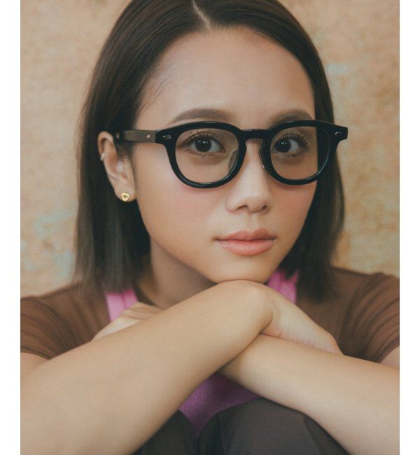  「Zoff｜AOI IHARA ウェリントン型 サングラス カラーレンズ 黒縁 クリアフレーム 紫外線対策 UVカット  」|サングラス|ブラック