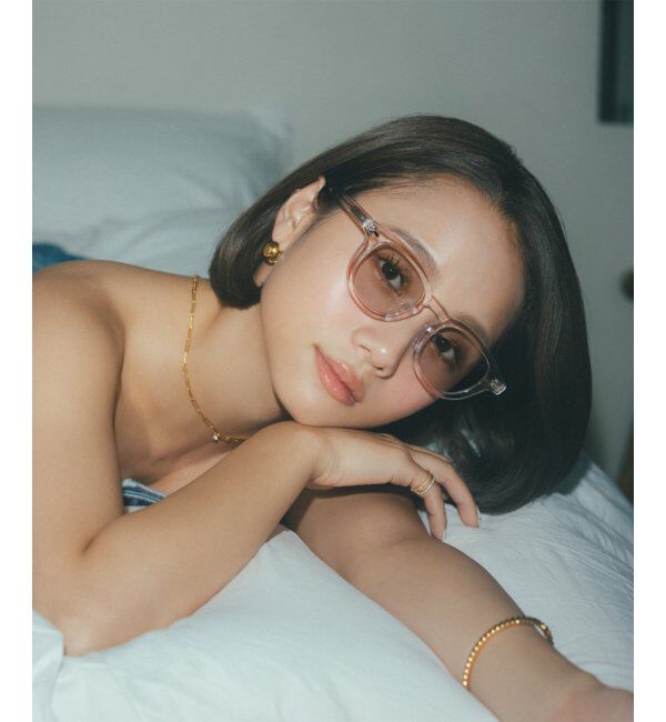  「Zoff｜AOI IHARA ウェリントン型 サングラス カラーレンズ 黒縁 クリアフレーム 紫外線対策 UVカット  」|サングラス|ライトピンク