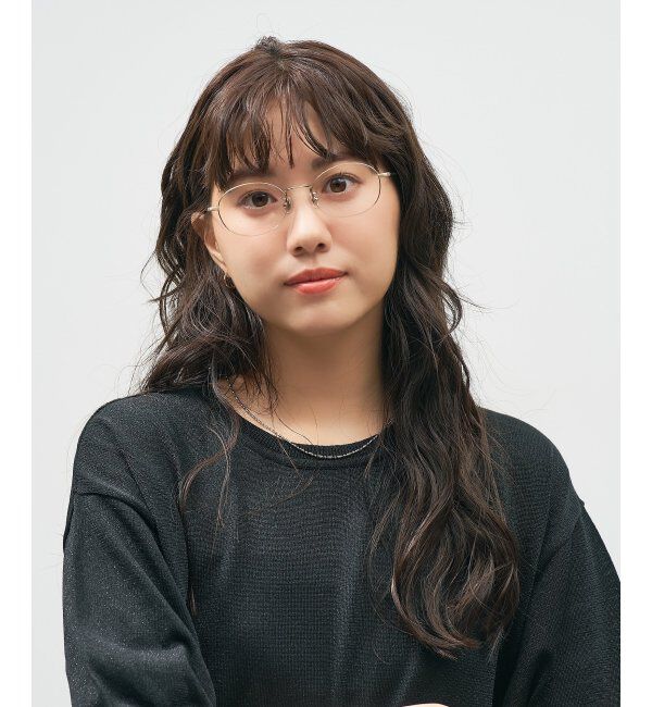  「オーバル型 メガネ 軽量｜メタルフレーム｜伊達メガネ 度付きメガネ｜大人可愛い｜Zoff｜ レンズ交換券付」|メガネ|ゴールド