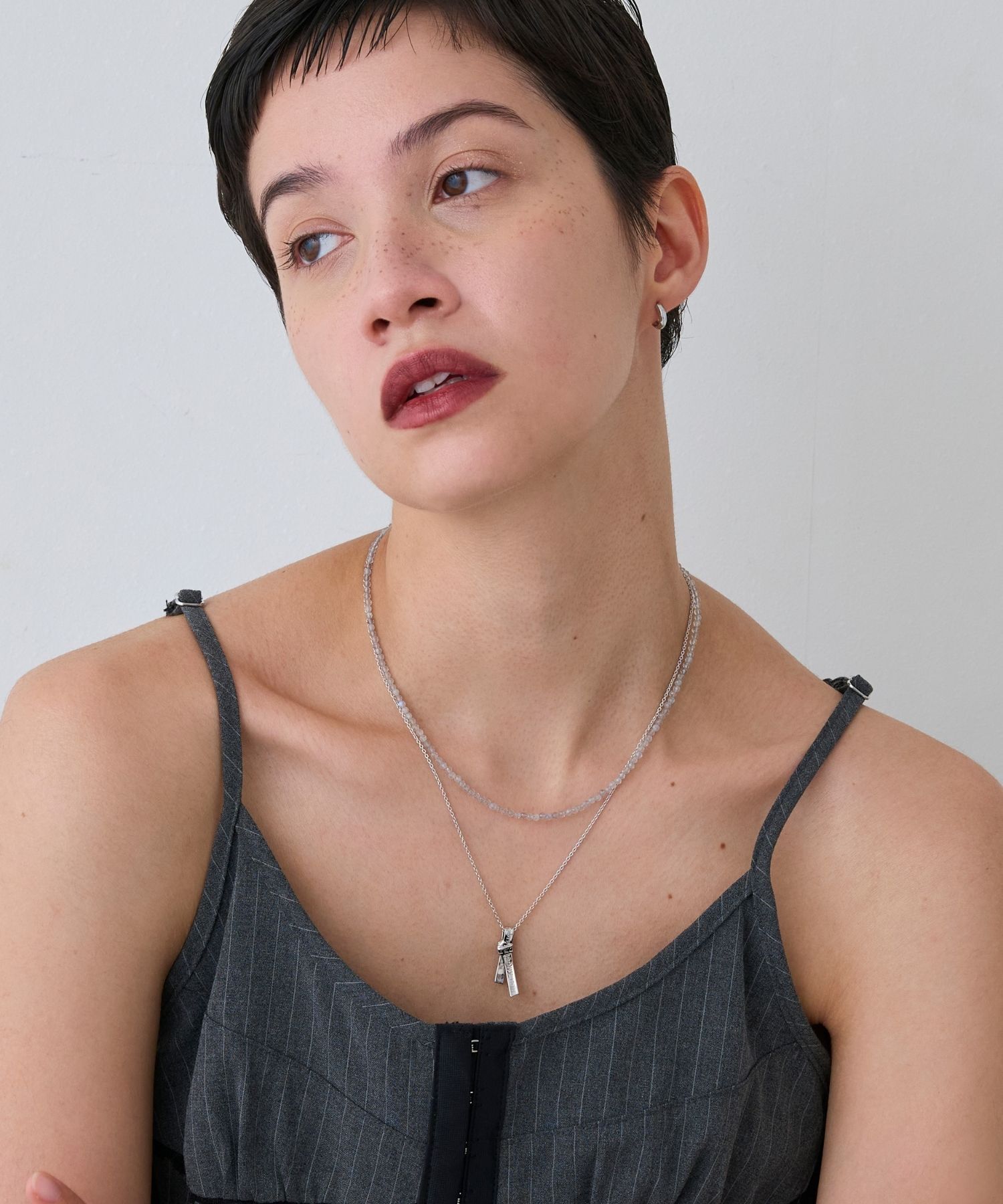 JUPITER「天然石ビーズネックレス/金属アレルギー対応/ニッケルフリー　ラブラドライト」|ネックレス|