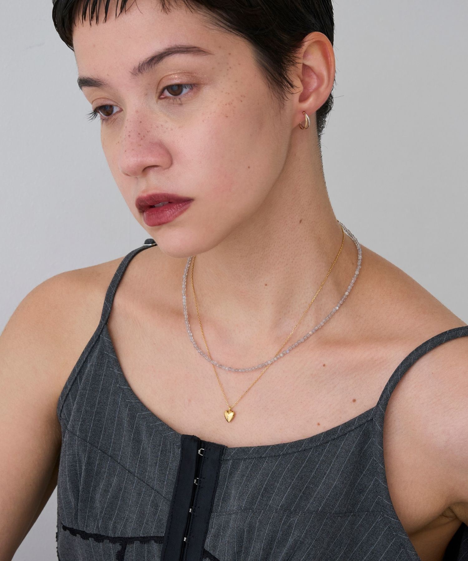 JUPITER「天然石ビーズネックレス/金属アレルギー対応/ニッケルフリー　ラブラドライト」|ネックレス|