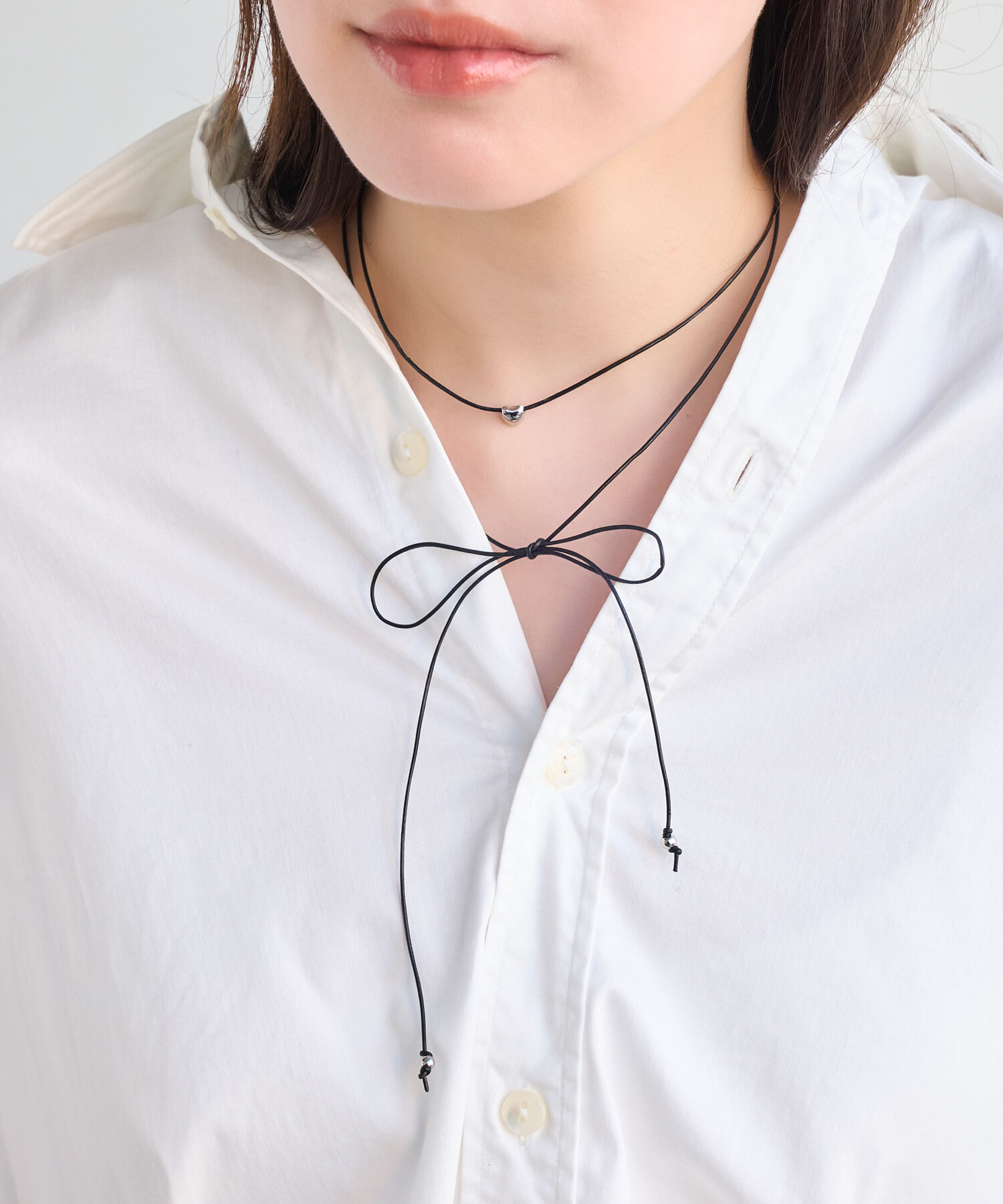 Phoebe「プランプハートコードチョーカーネックレス」|ネックレス|シルバー