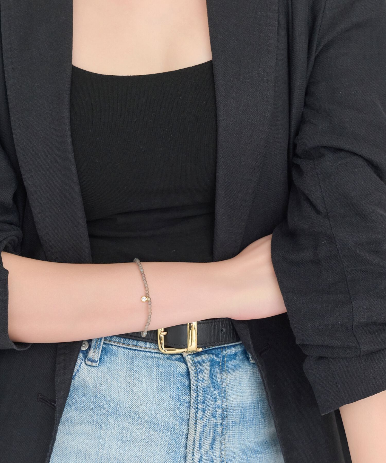 Phoebe「ウィスパーストーンブレスレット　グレー/天然石」|ブレスレット・バングル|