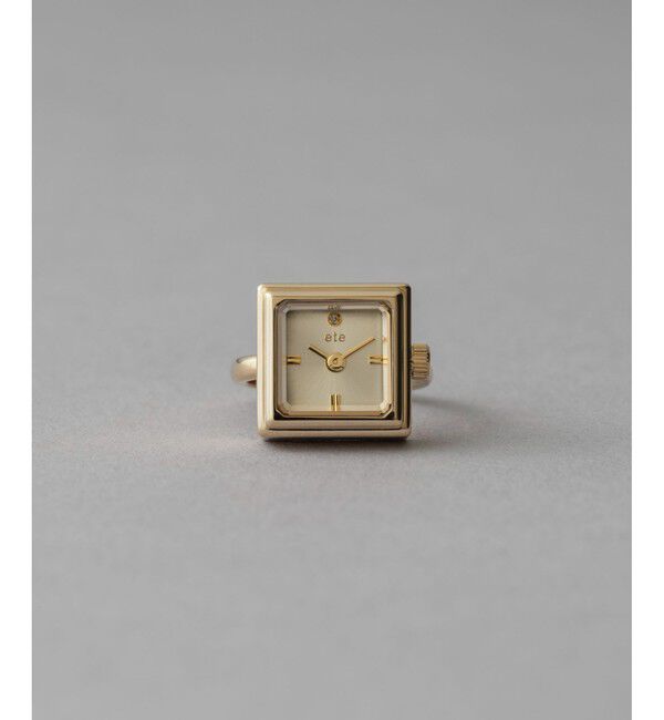ete「スクエア リングウォッチ」|腕時計|イエローゴールド