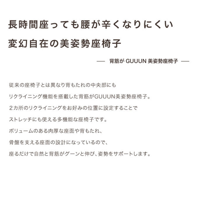 BACKYARD FAMILY「座椅子 リクライニング 通販 背筋がGUUUN 美姿勢座椅子 腰痛 背すじ 姿勢 座イス 座布団」|その他|