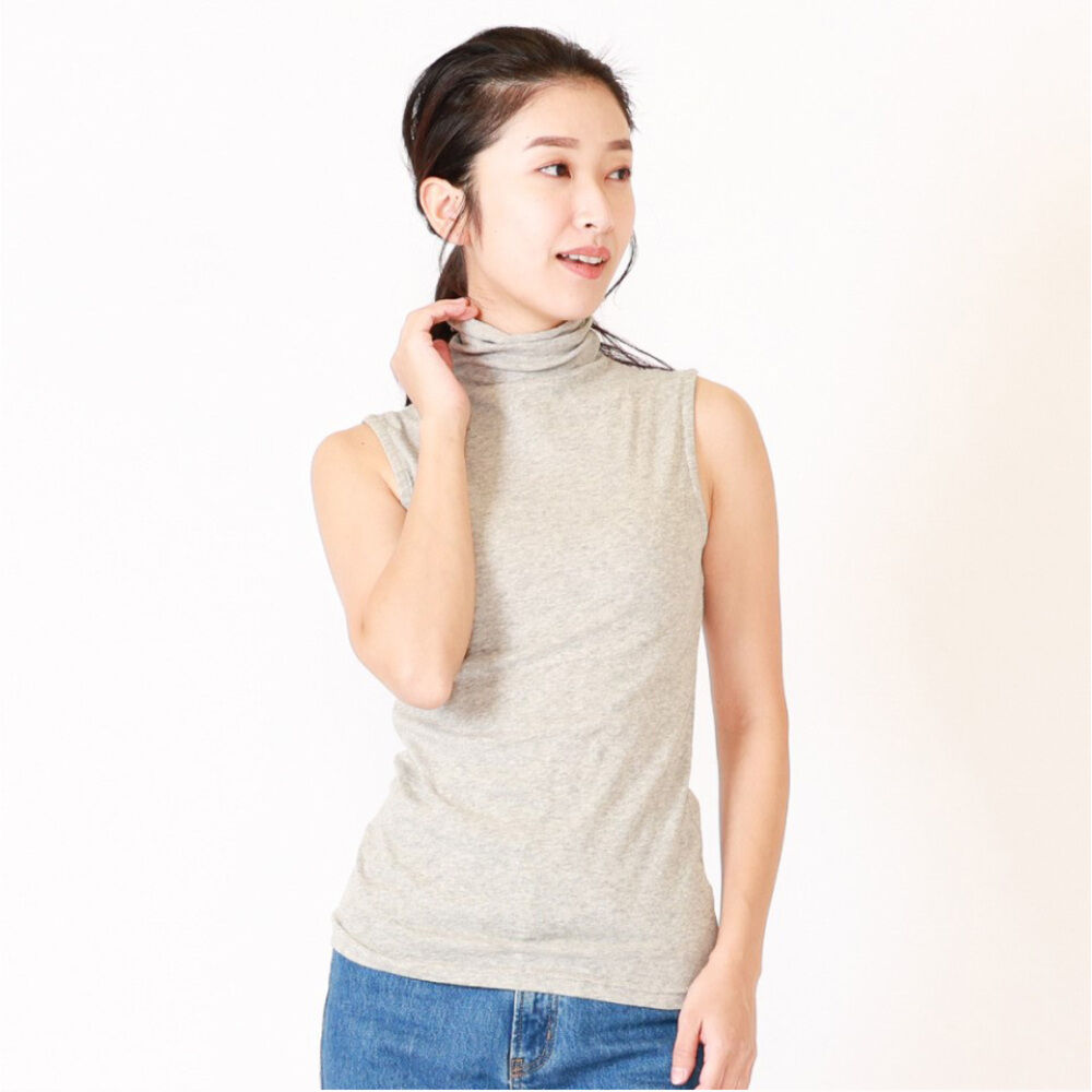 BACKYARD FAMILY「ボトルネック プルオーバー タンクトップ 通販 カットソー ノースリーブ ハイネック」|Tシャツ・カットソー|ホワイト2