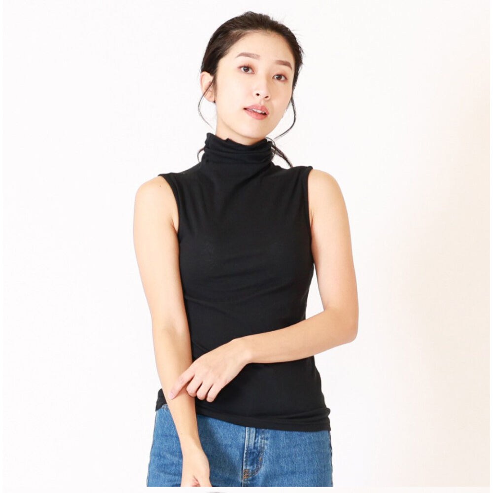 BACKYARD FAMILY「ボトルネック プルオーバー タンクトップ 通販 カットソー ノースリーブ ハイネック」|Tシャツ・カットソー|ブラック1