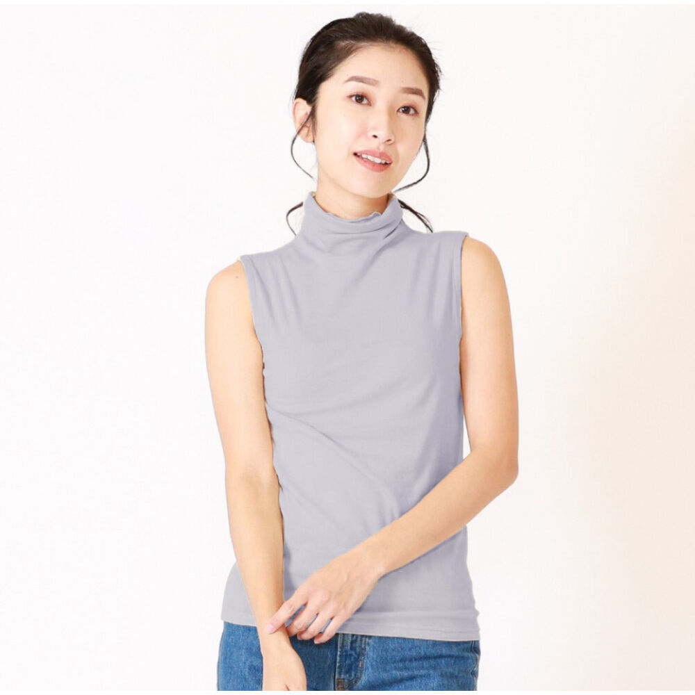 BACKYARD FAMILY「ボトルネック プルオーバー タンクトップ 通販 カットソー ノースリーブ ハイネック」|Tシャツ・カットソー|ブルー1