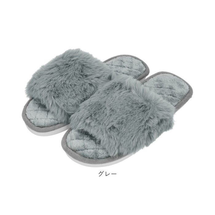 BACKYARD FAMILY「スリッパ おしゃれ 冬用 通販 ルームシューズ 冬 フェイク ファー レディース もこもこ」|ルームシューズ|