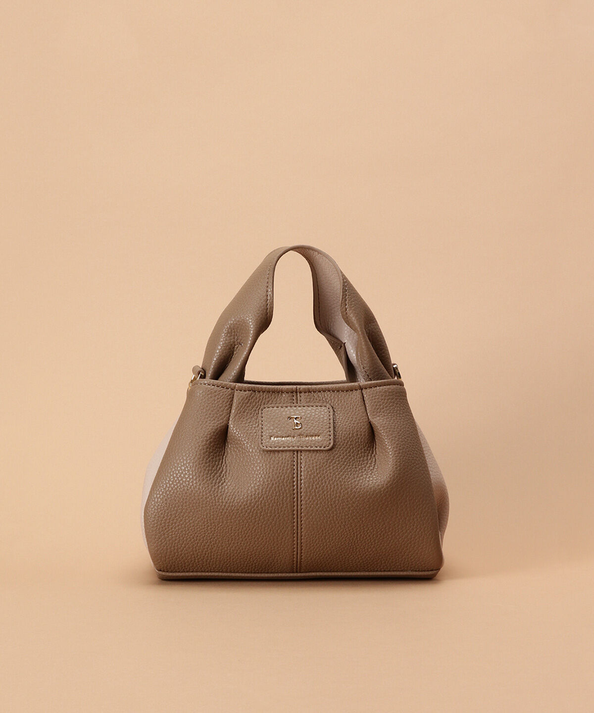 Samantha Thavasa「タックワンハンドルバッグ 小サイズ」|ハンドバッグ|グレージュ