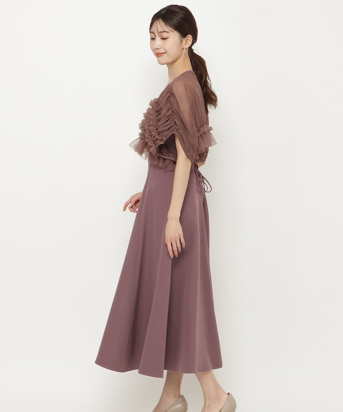 アンドクチュール「チュールフリルフレアドレス」|ドレス|