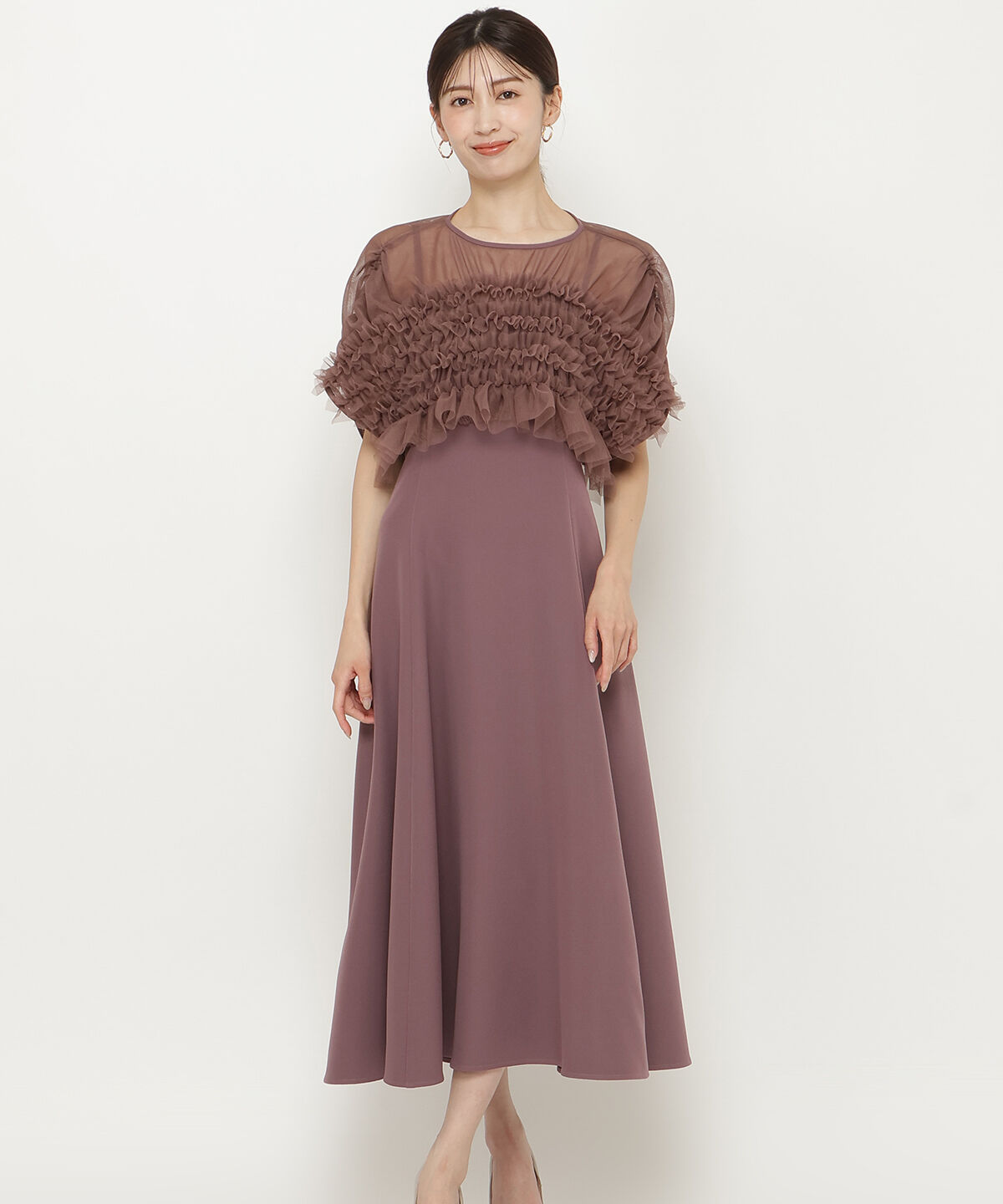 アンドクチュール「チュールフリルフレアドレス」|ドレス|