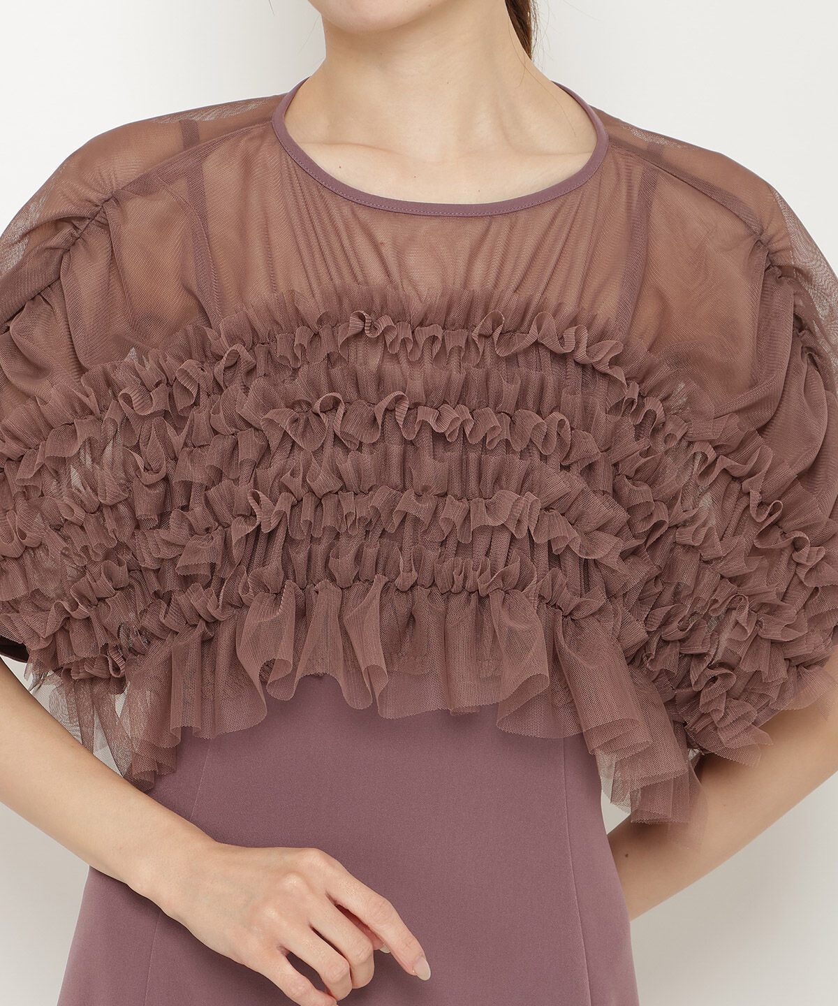 アンドクチュール「チュールフリルフレアドレス」|ドレス|