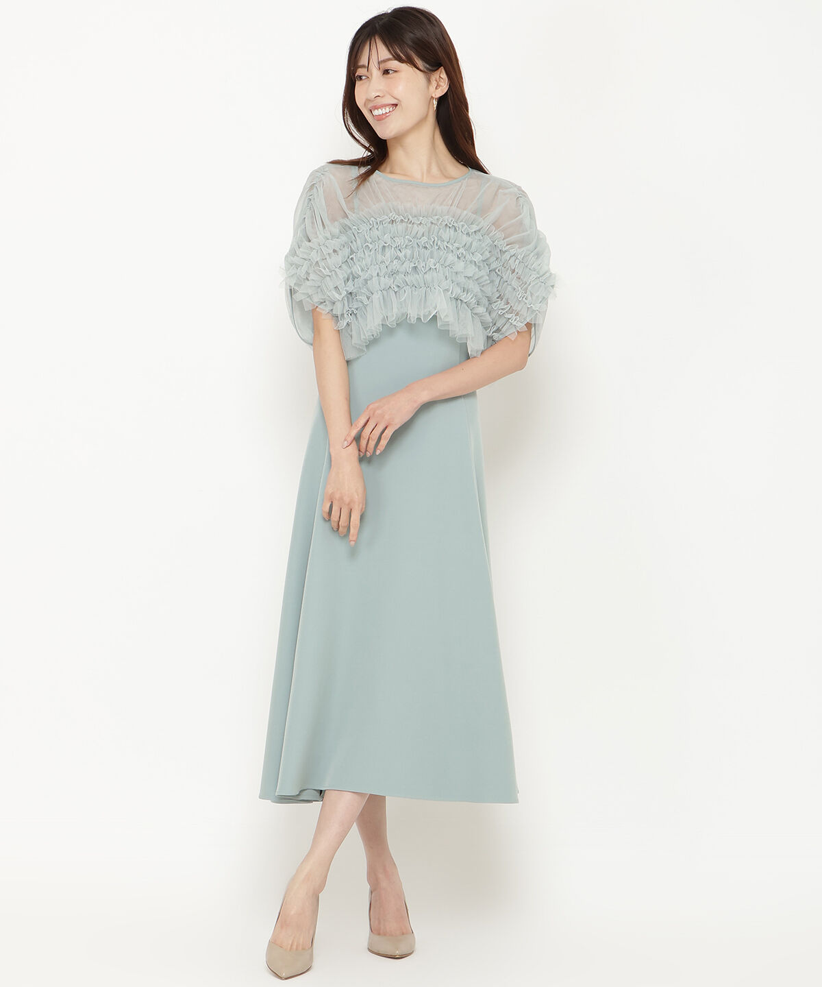 アンドクチュール「チュールフリルフレアドレス」|ドレス|ミント