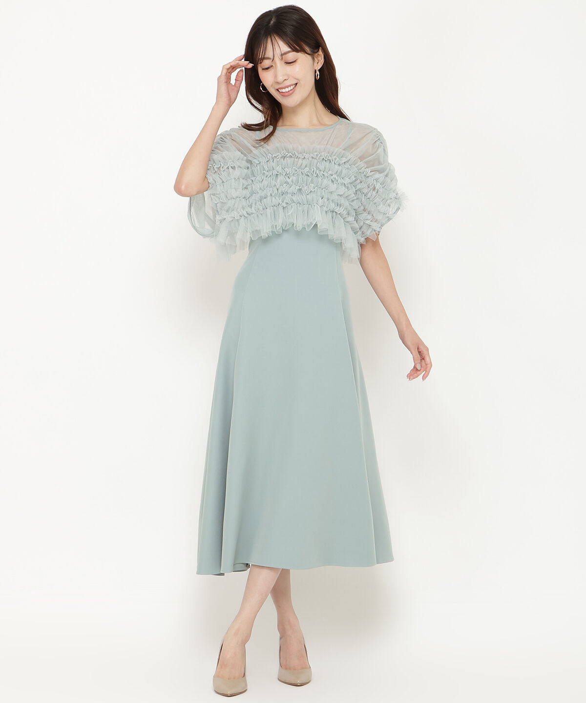 アンドクチュール「チュールフリルフレアドレス」|ドレス|