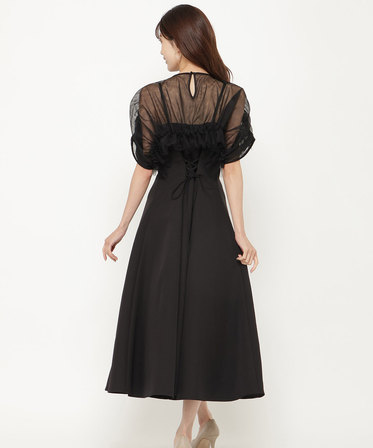 アンドクチュール「チュールフリルフレアドレス」|ドレス|