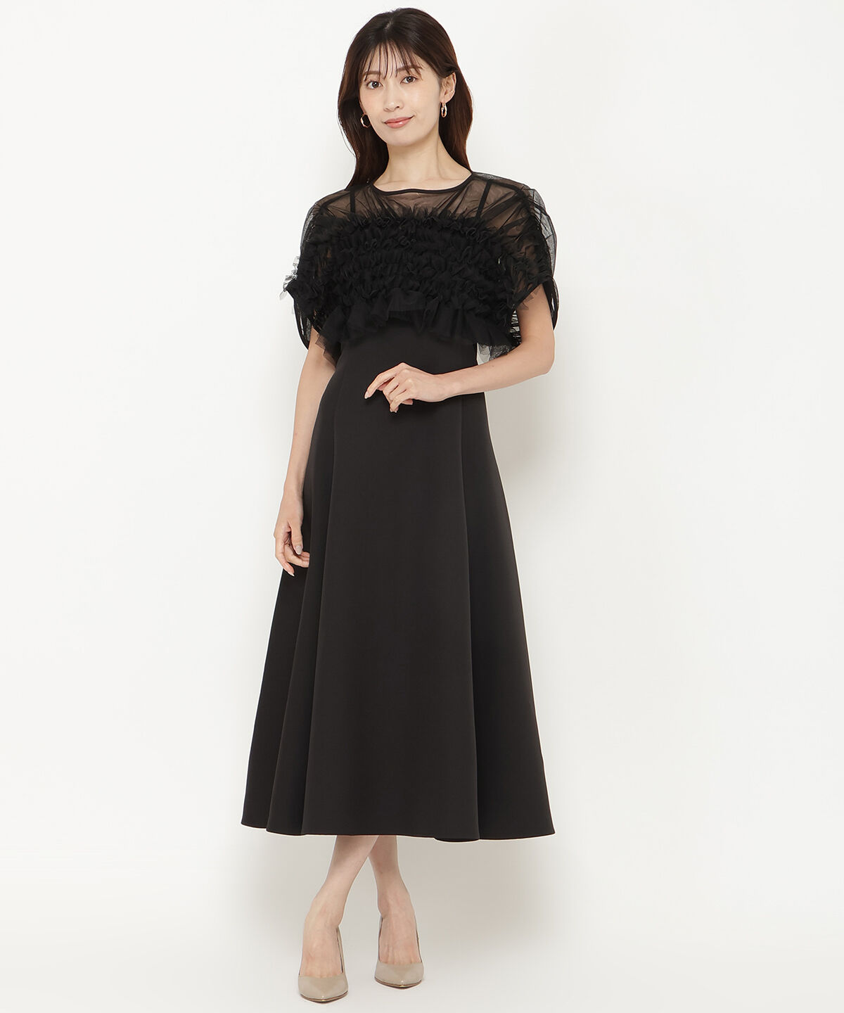 アンドクチュール「チュールフリルフレアドレス」|ドレス|