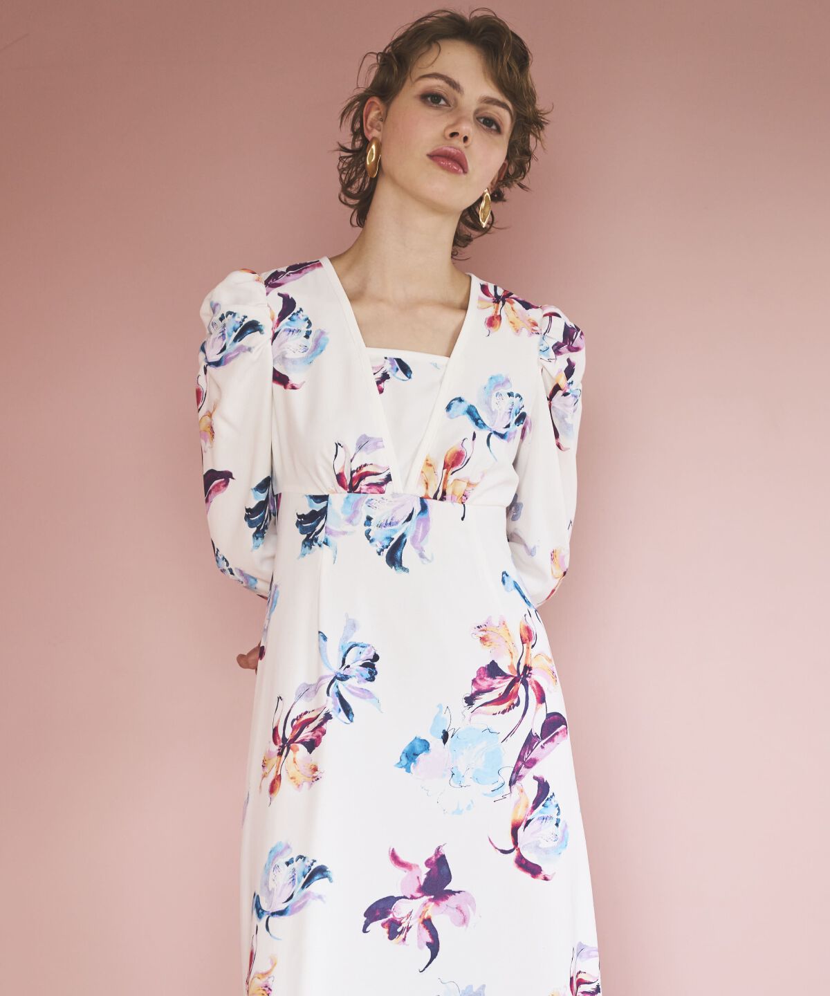 アンドクチュール「ウォーターフラワープリントワンピース」|ワンピース|