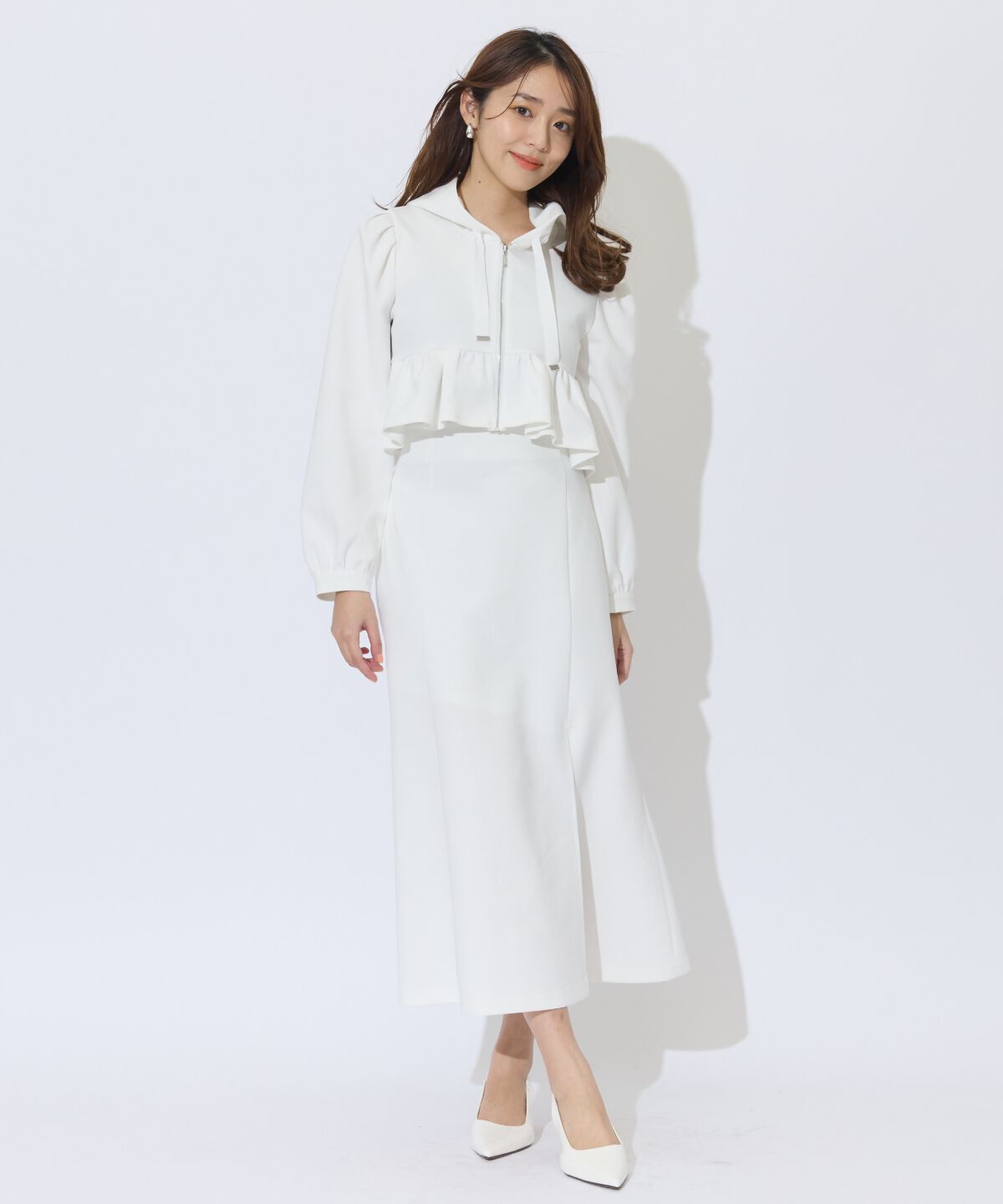 アンドクチュール「ペプラムパーカーセットアップ」|ワンピース|オフ