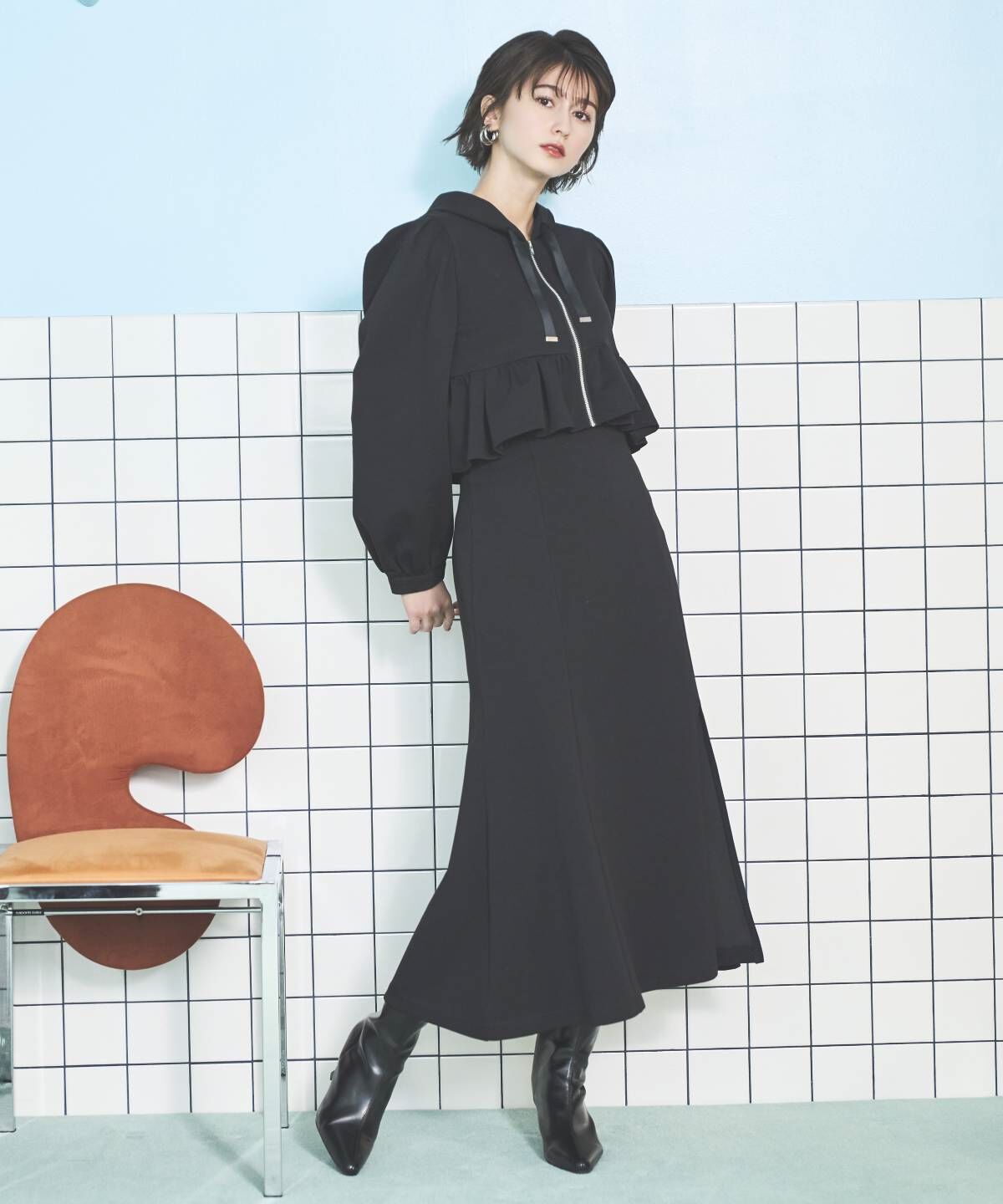 アンドクチュール「ペプラムパーカーセットアップ」|ワンピース|