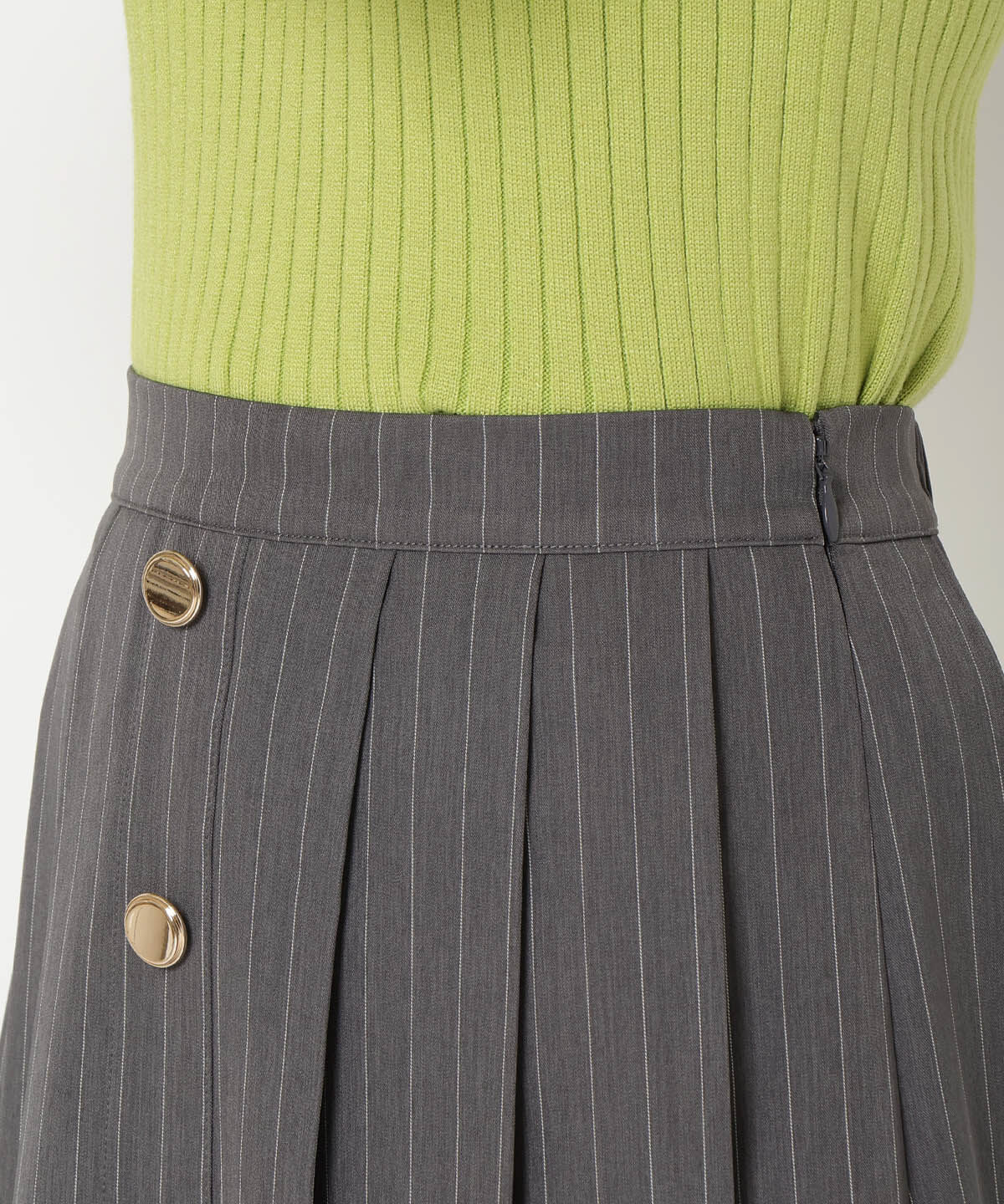 REDYAZEL「フロントボタンプリーツミニスカート」|台形|