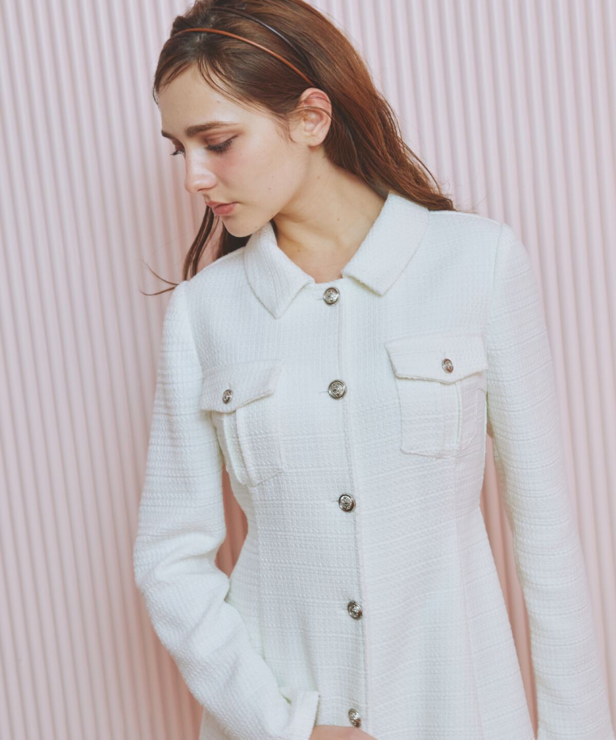 REDYAZEL「ファンシーツイードミニシャツワンピース」|ワンピース|