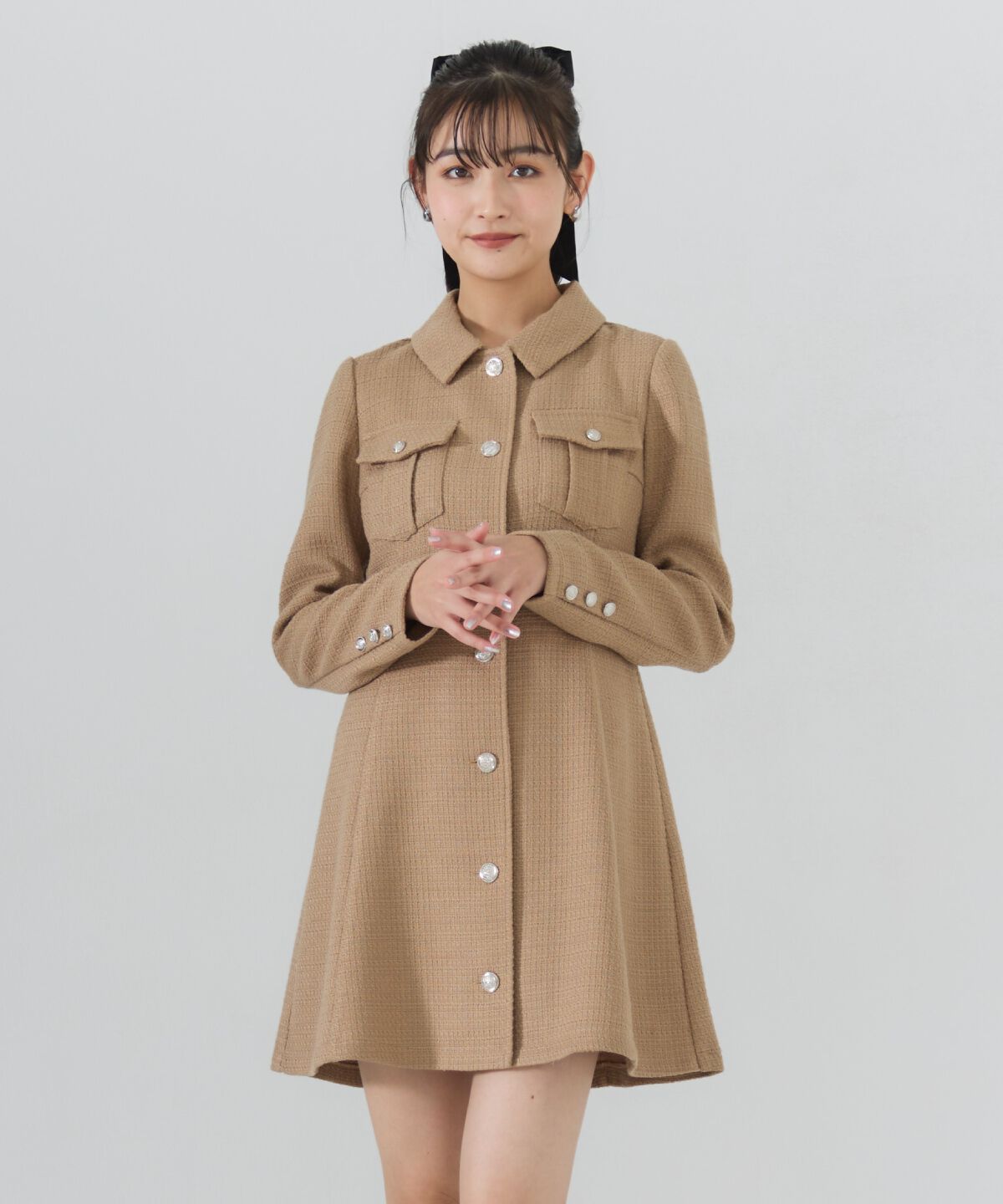 REDYAZEL「ファンシーツイードミニシャツワンピース」|ワンピース|
